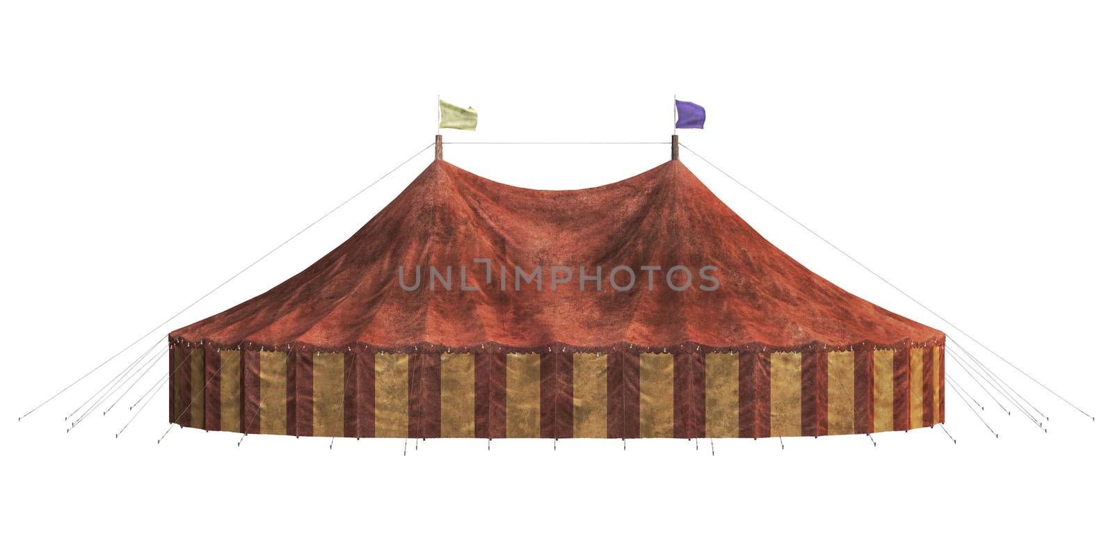 3D digital render of a carnival big tent isolated on white background