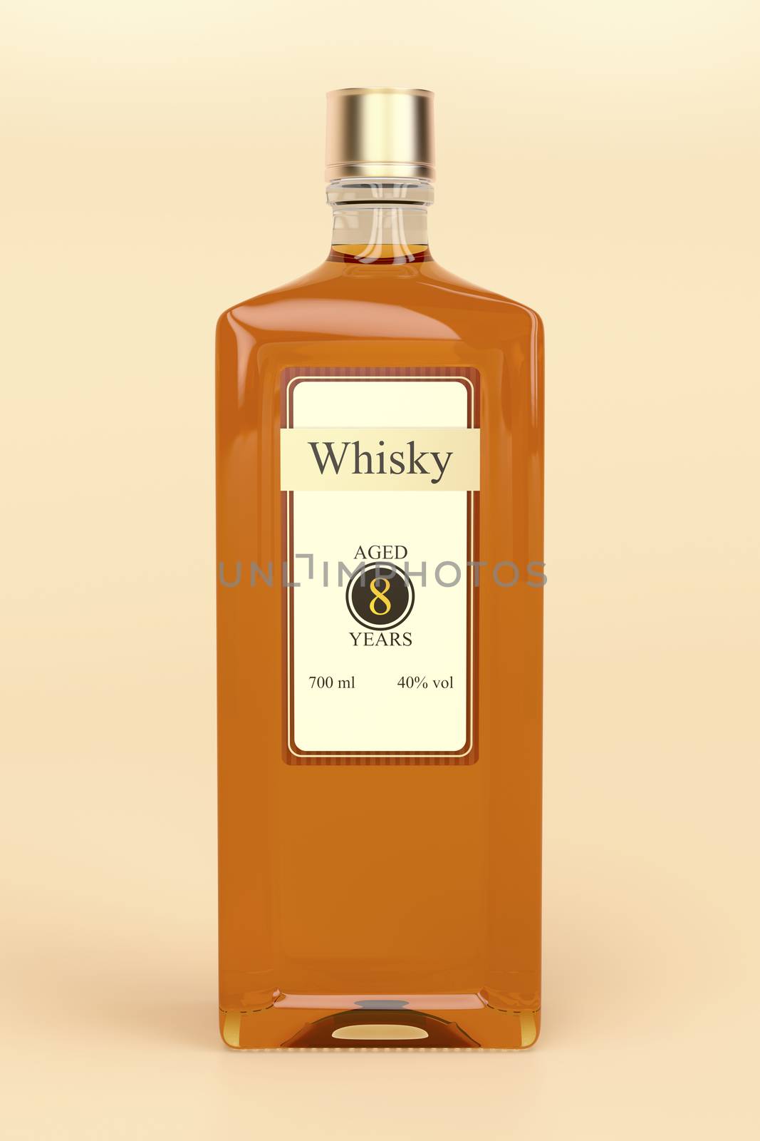 Whisky bottle on brown background