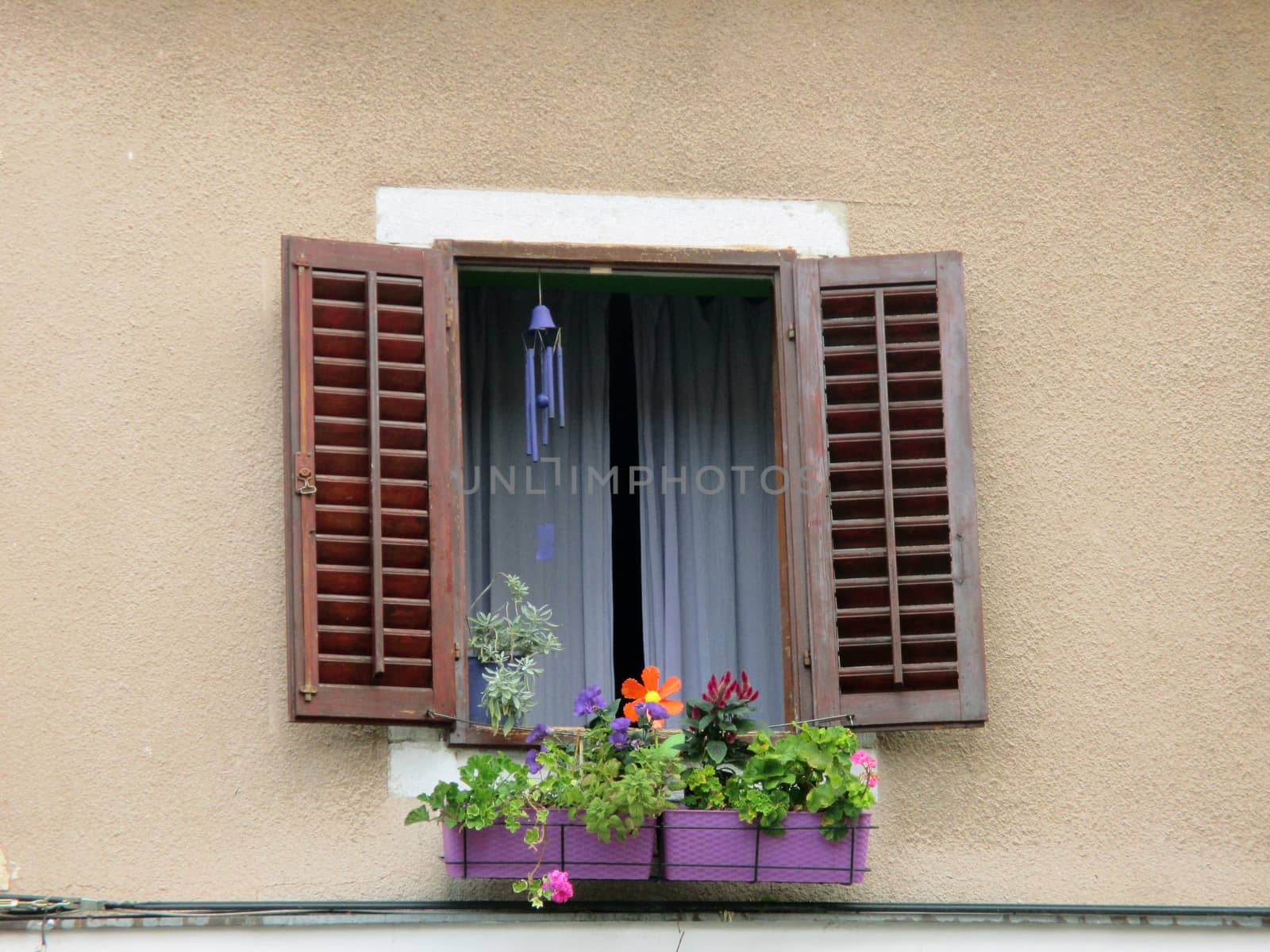 Old vintage window with shutters, beautiful background for a card. by mcherevan