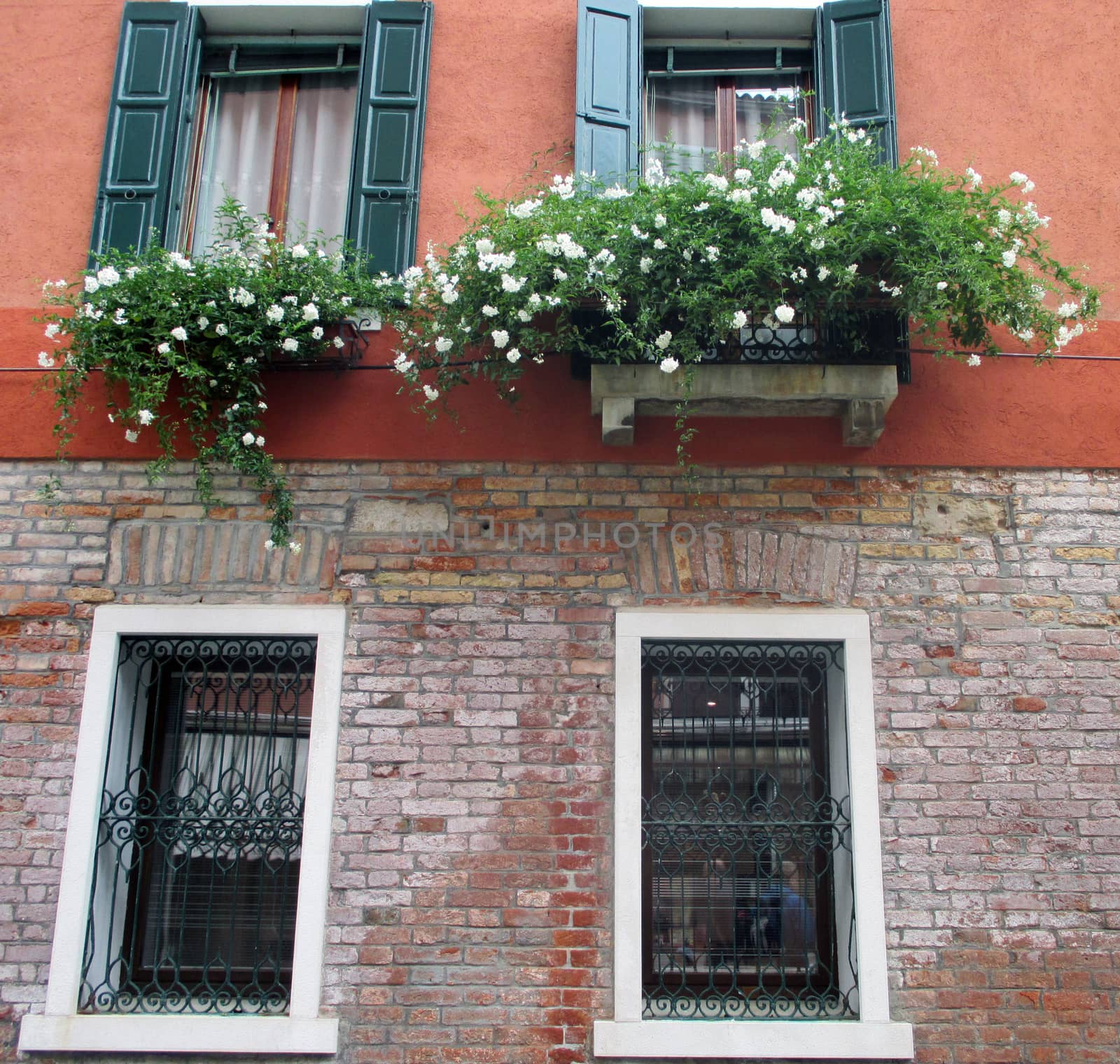 Old vintage window with shutters, beautiful background for a card. by mcherevan