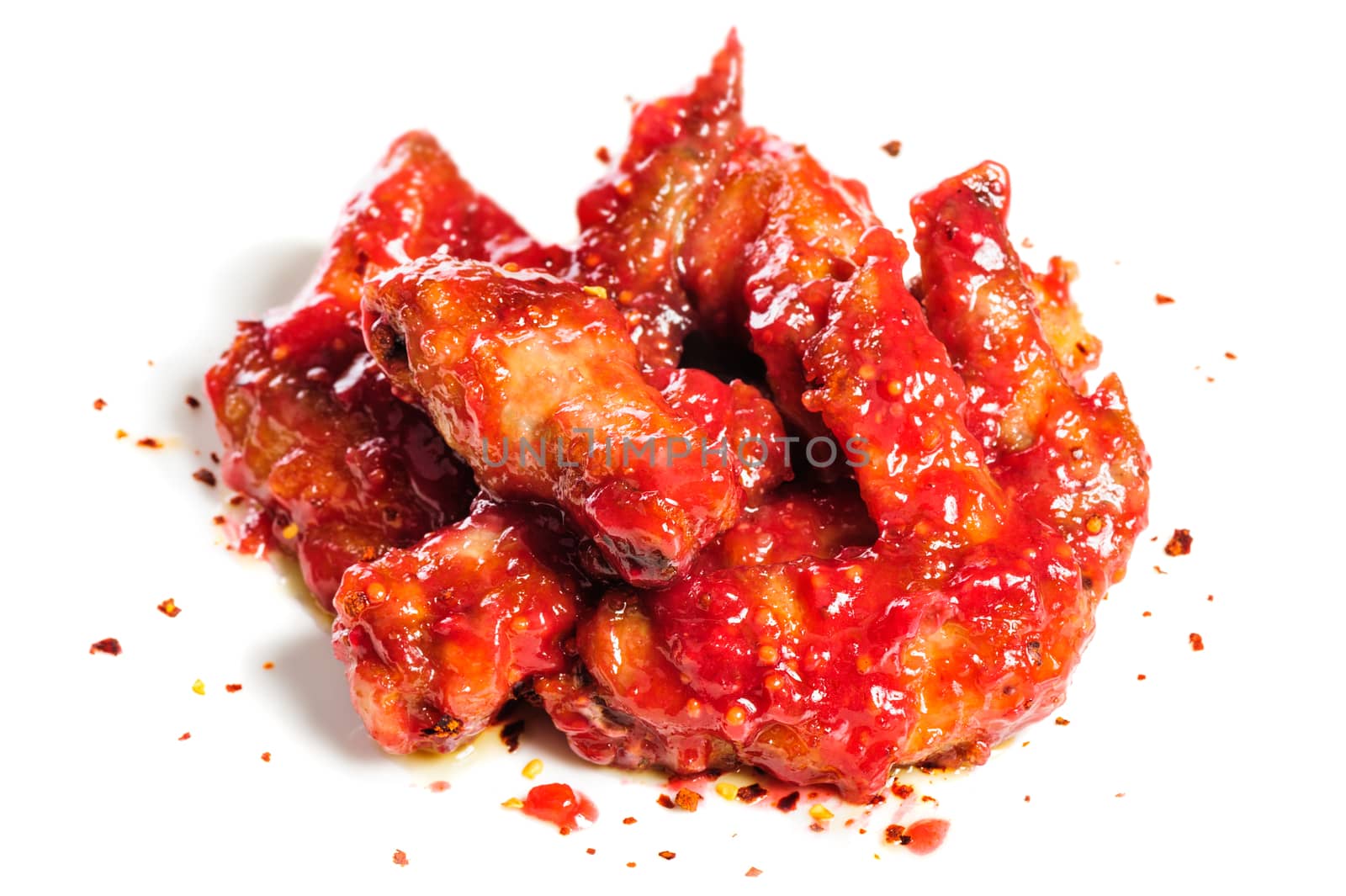 grilled chicken wings in hot raspberry sauce
