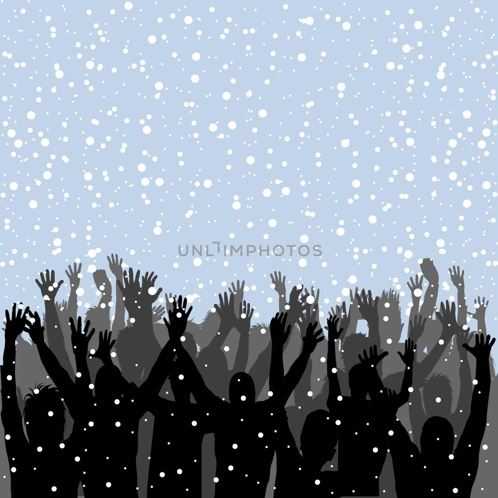 People silhouettes enjoying snow by hibrida13