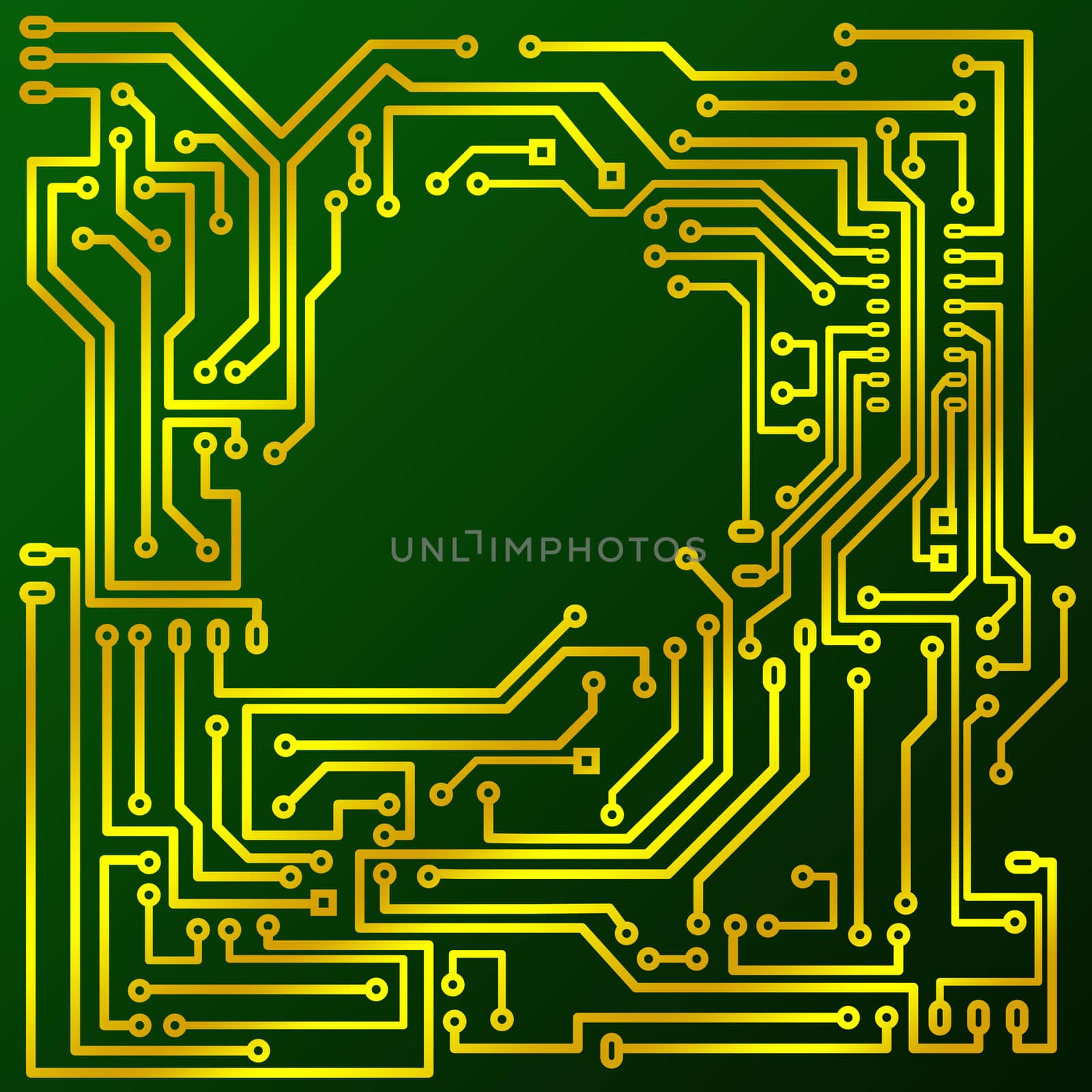 cuprextit green plate with copper and gold printed circuit board