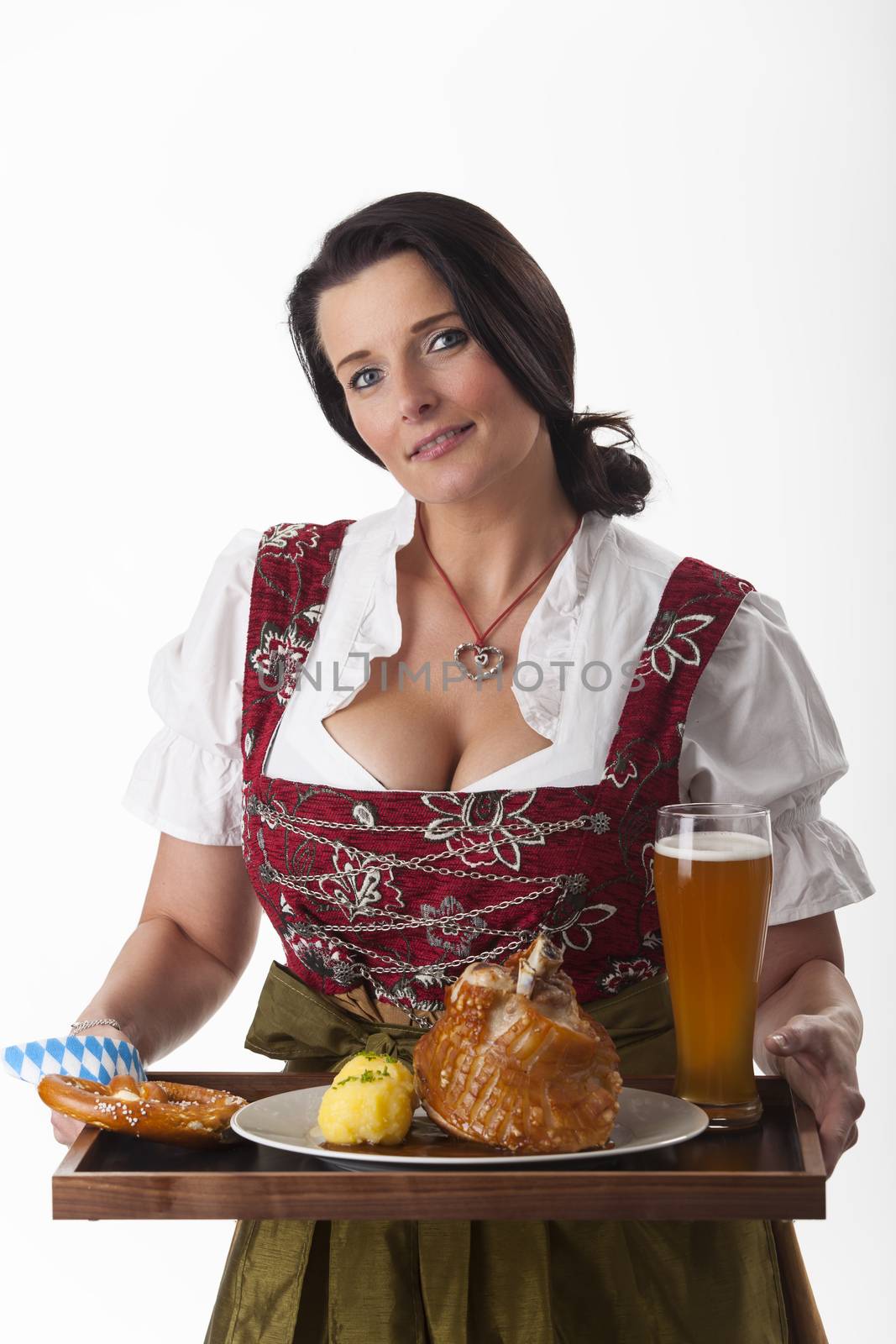bavarian woman with roasted pork