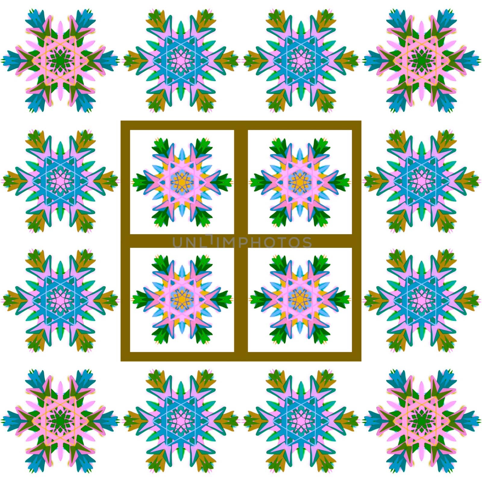 Digital computer graphic - decorative ornament with a snowflakes for design.