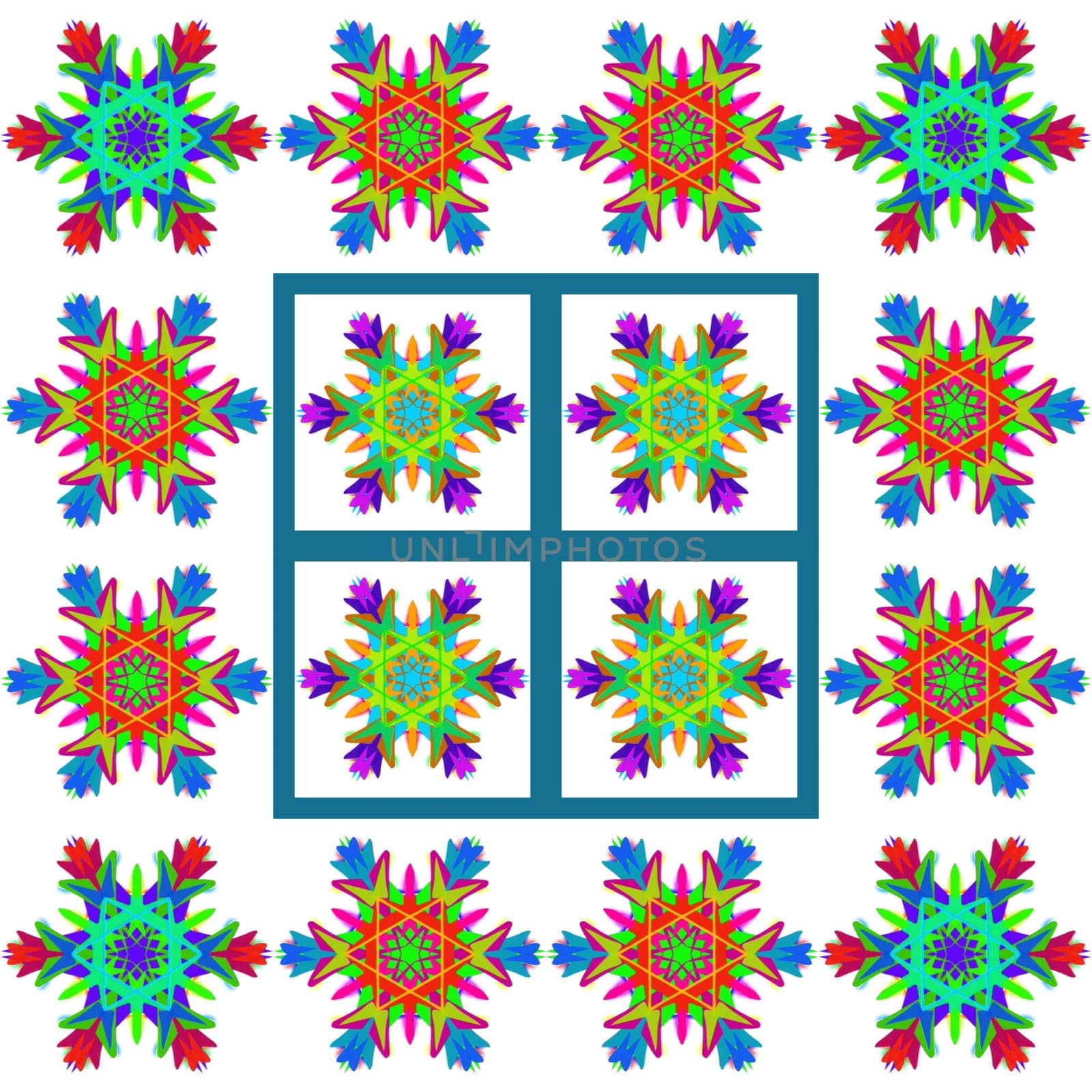Digital computer graphic - decorative ornament with a snowflakes for design.