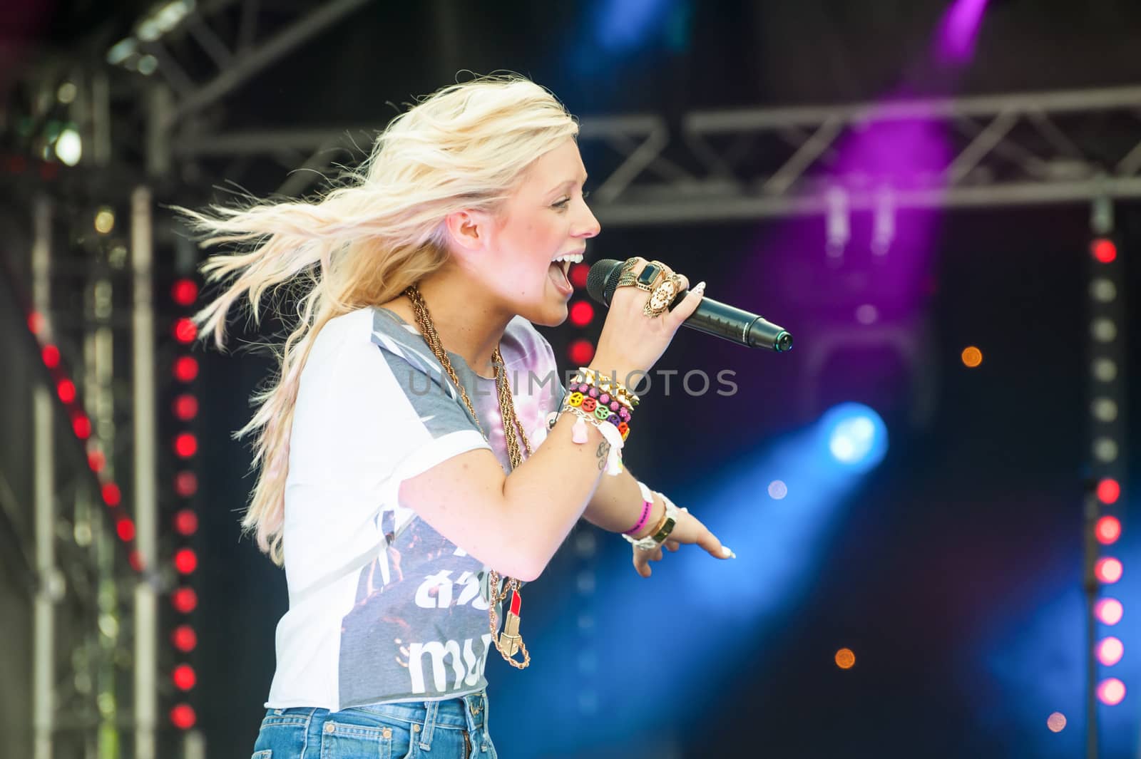 Yateley, UK - June 30, 2012: British pop star Alexa Goddard performing at the GOTG Festival in her home town of Yateley, UK