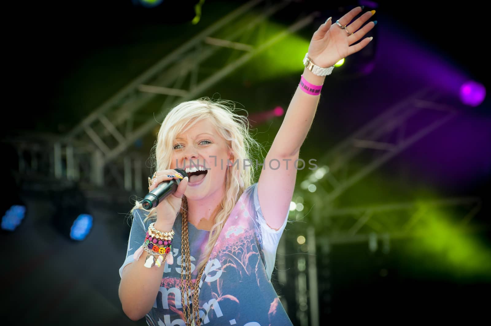 Yateley, UK - June 30, 2012: British pop star Alexa Goddard performing at the GOTG Festival in her home town of Yateley, UK