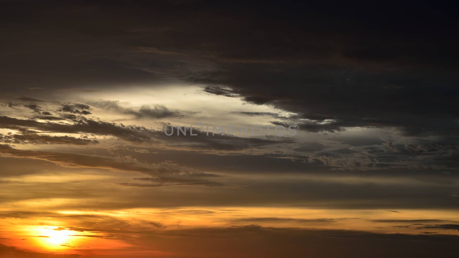 Sunset sky with cloudy sky