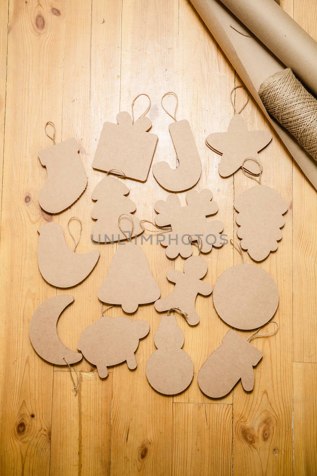 Cardboard toys for the Christmas tree or garland. New year decorations. by sarymsakov