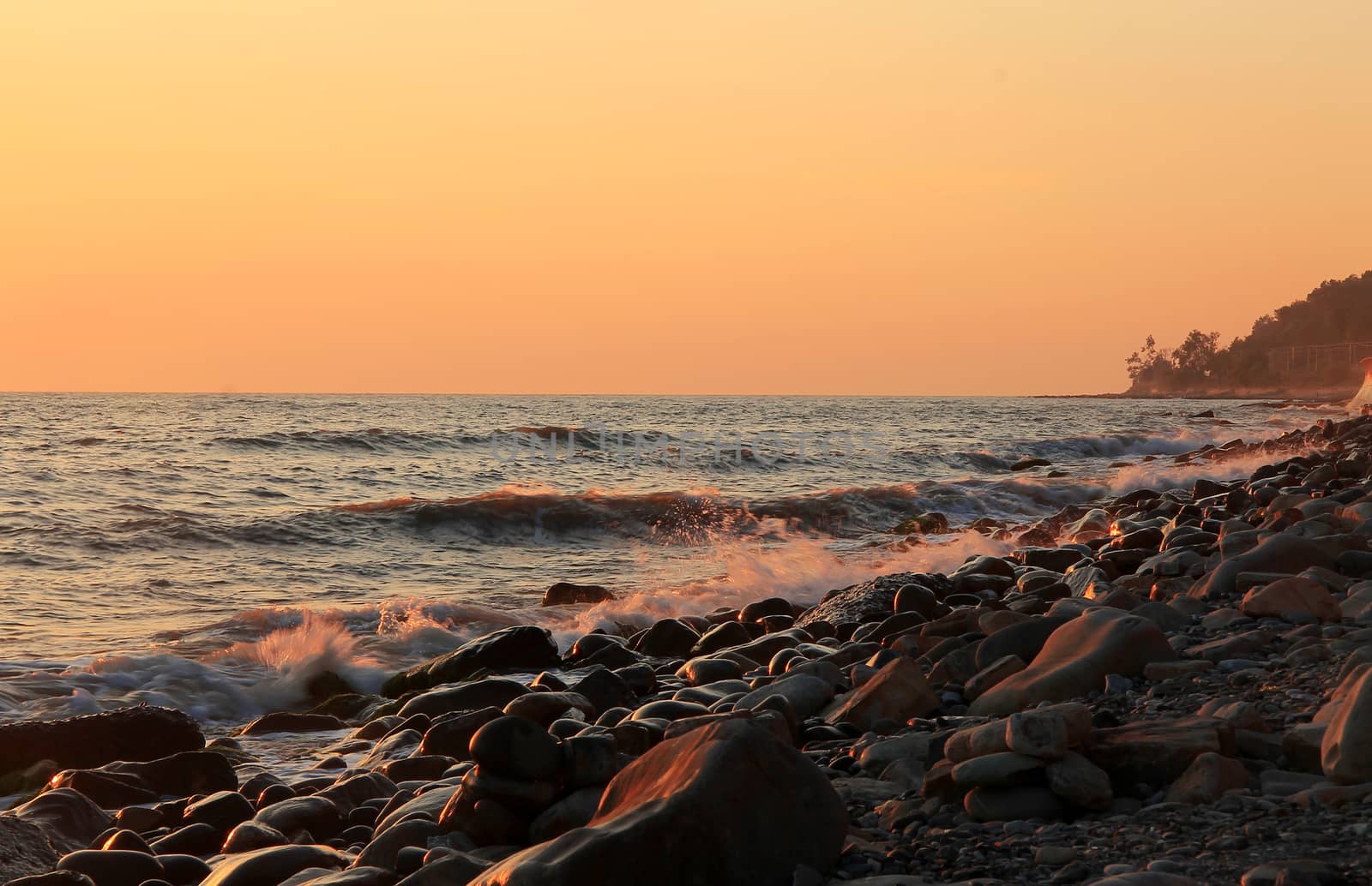 Sunset over the Black Sea at the evening