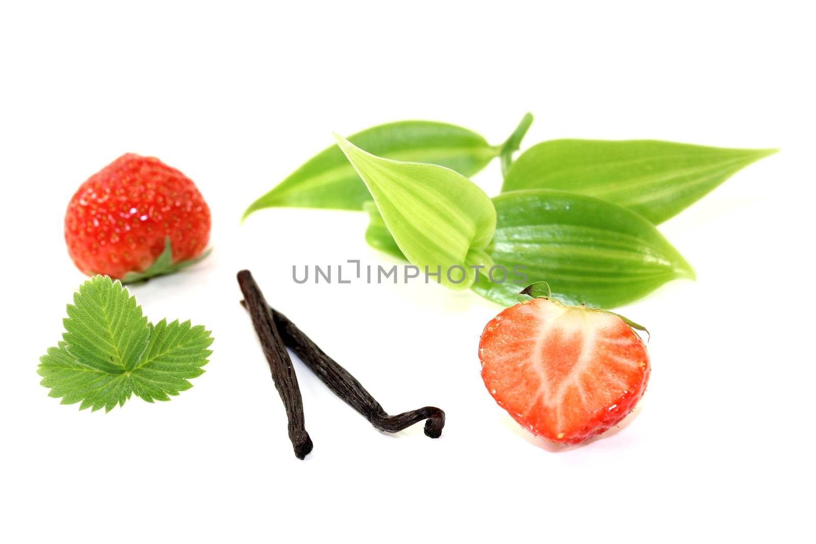Vanilla leaves with strawberries by discovery