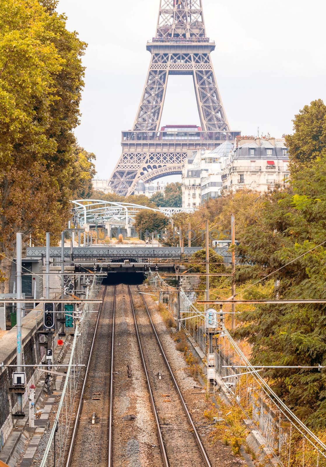 Railroad to Eiffel Tower, Paris.