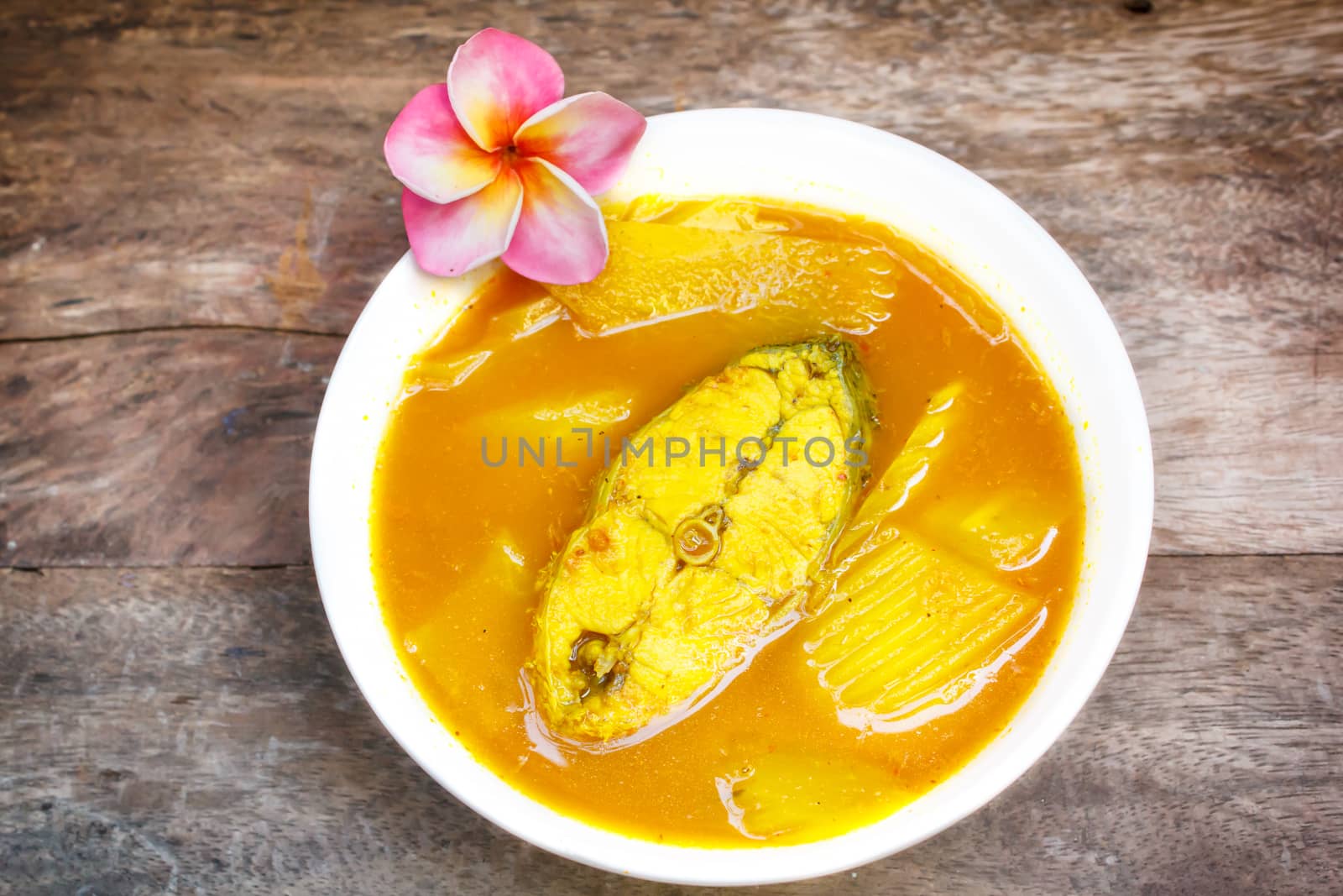 Hot and sour with fish and papaya, delicious thai traditional food.