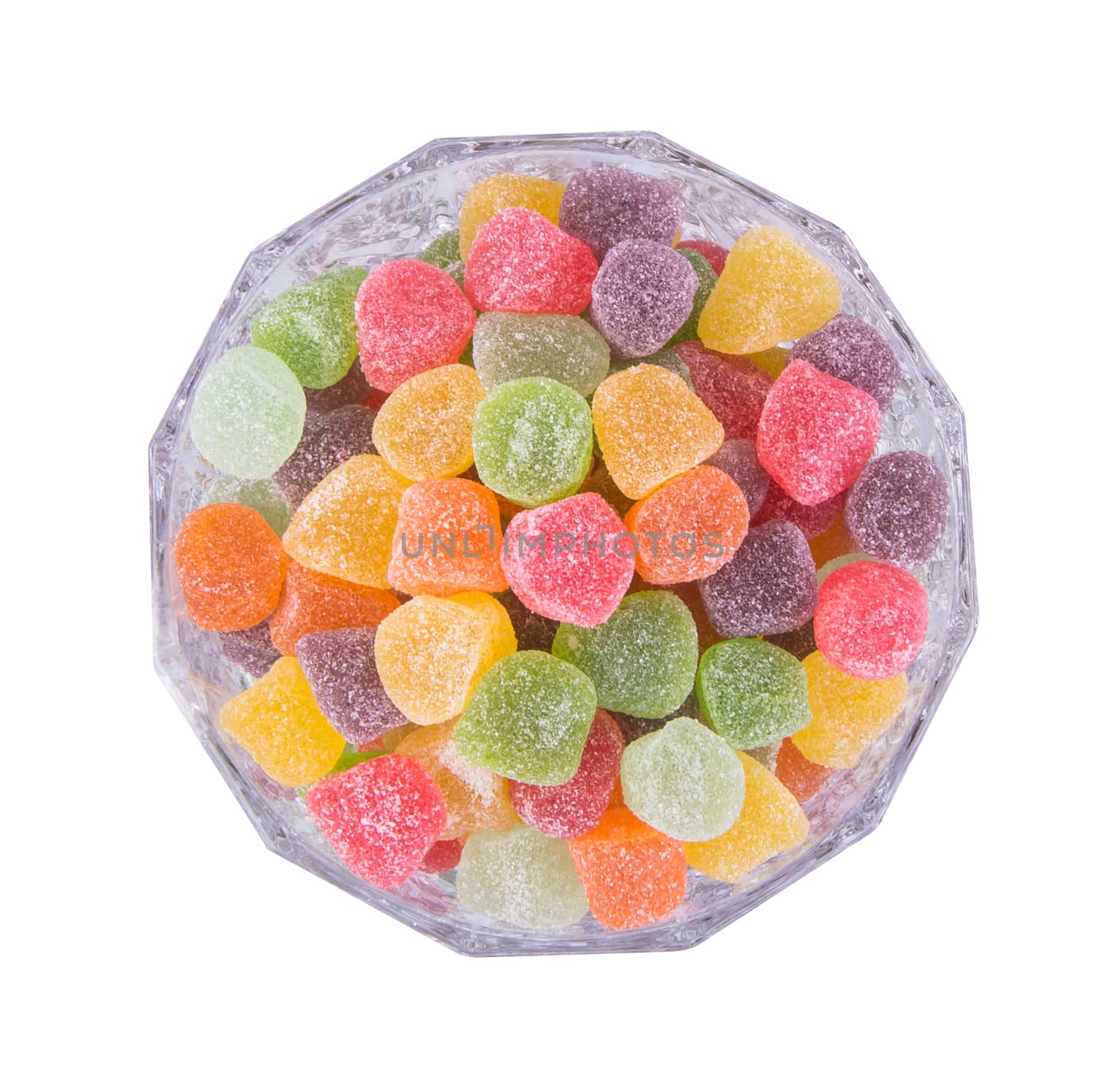 candies. jelly candies in glass bowl on a background.