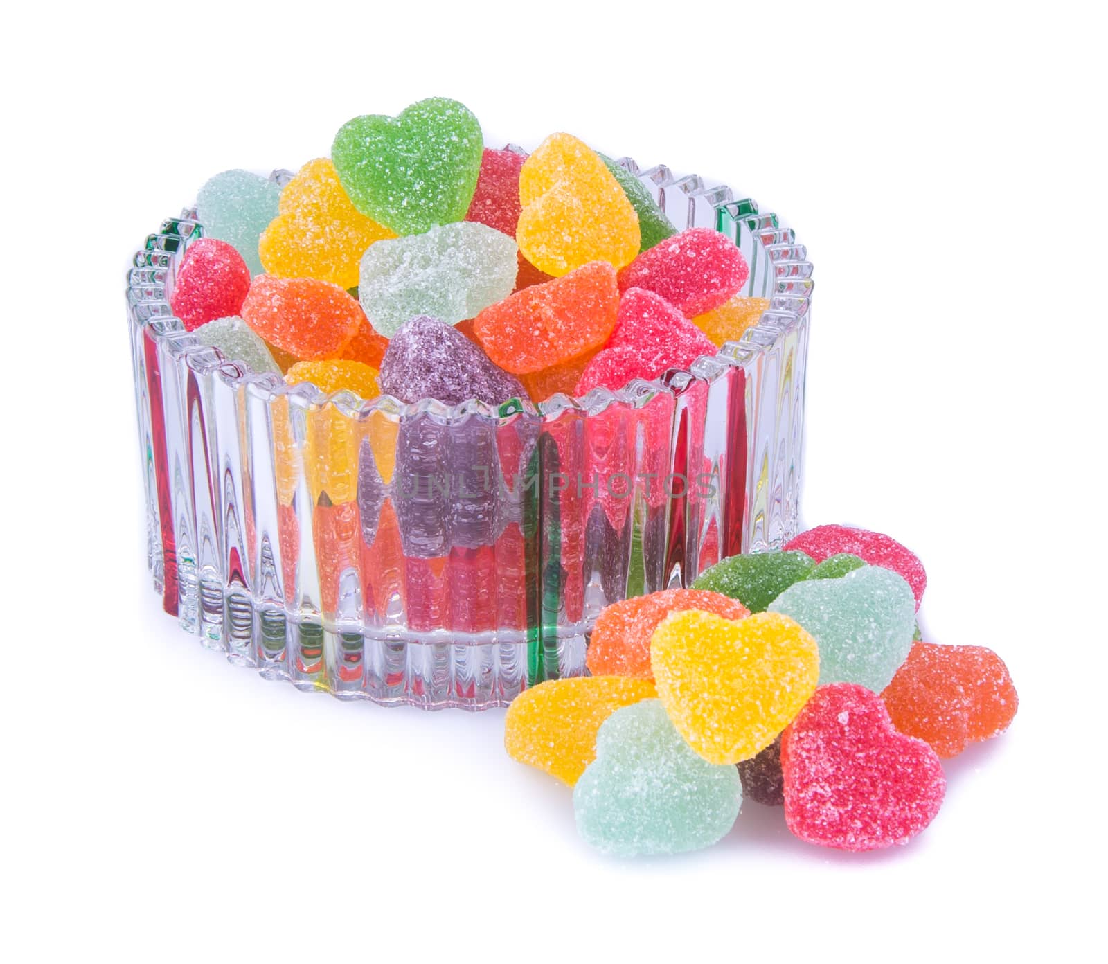 candies. jelly candies in glass bowl on a background by heinteh