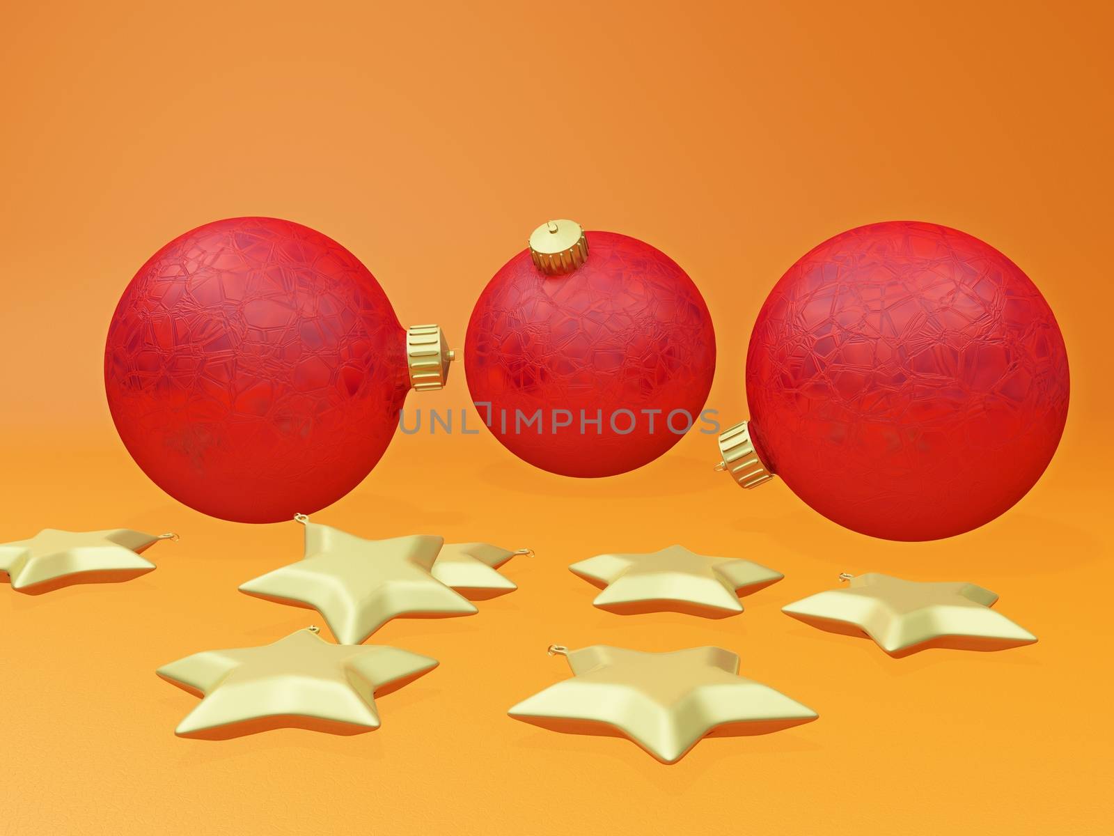 Christmas Decoration Balls Baubles and Golden Stars by RichieThakur