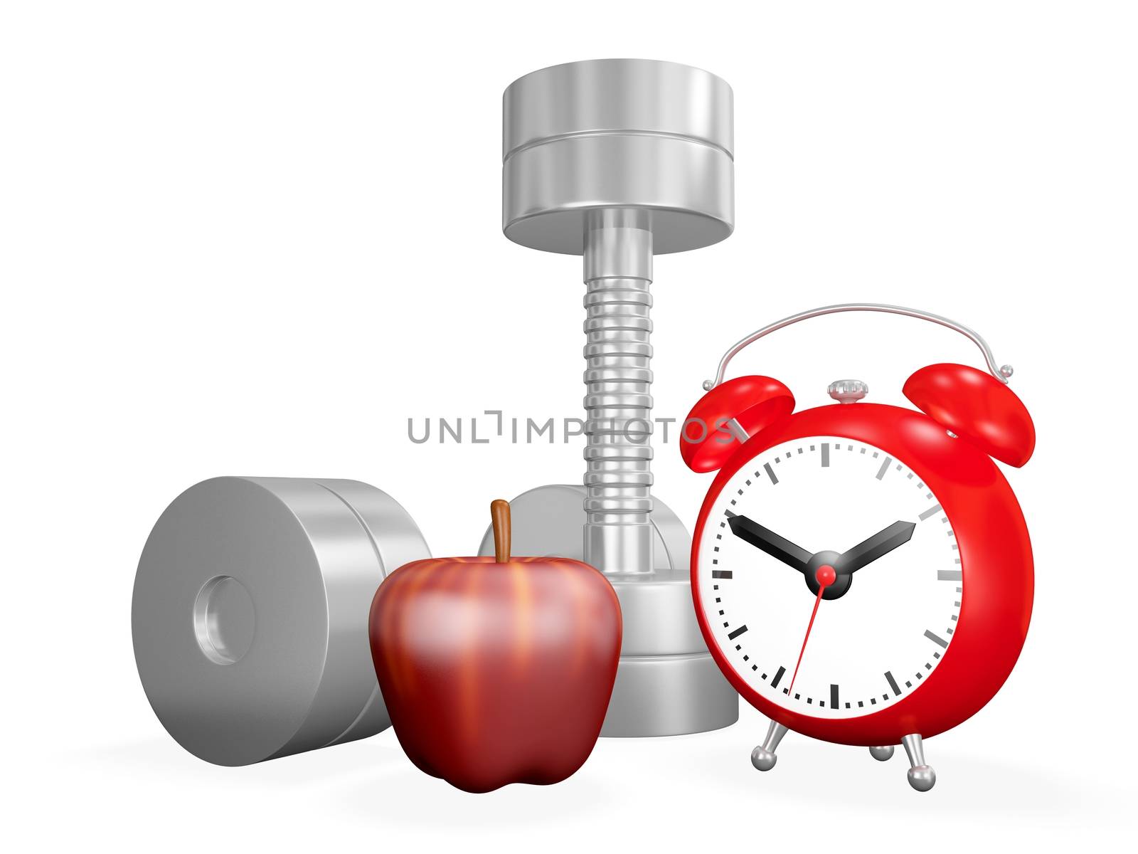 Dumbbell Apple and Alarm Clock by RichieThakur