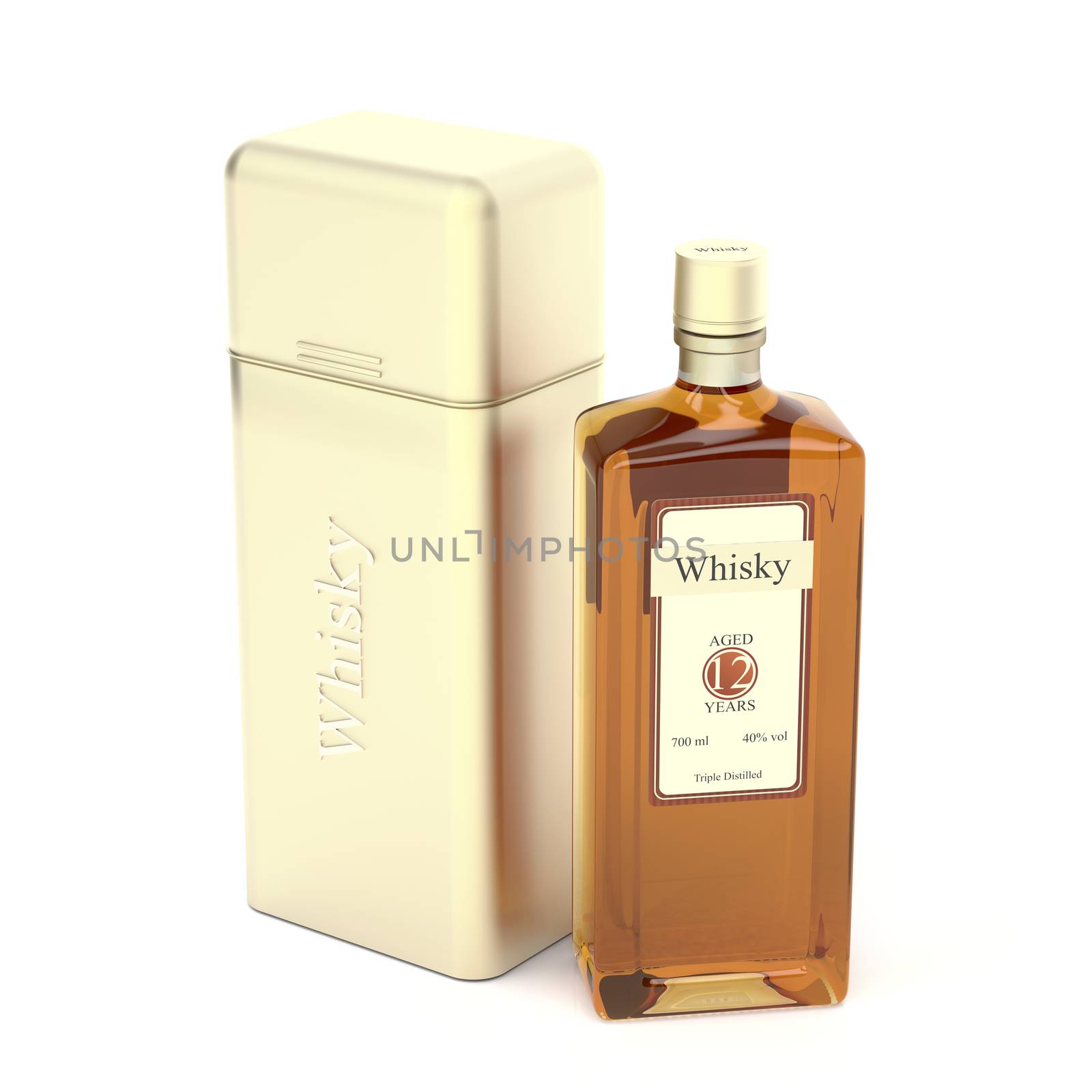 Whisky bottle and metal box by magraphics
