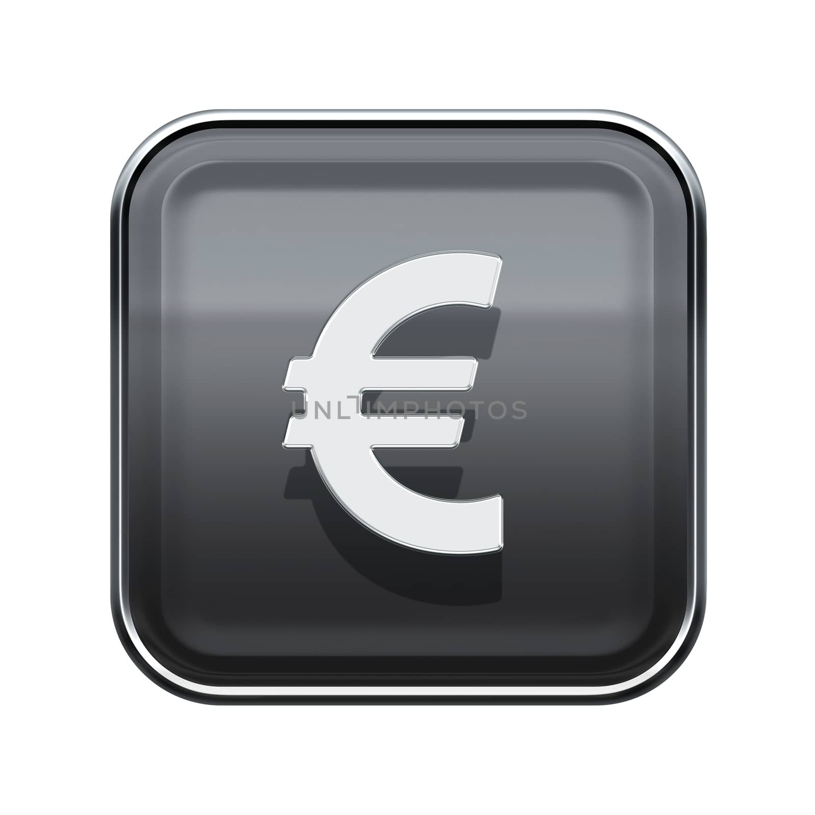 Euro icon glossy grey, isolated on white background by zeffss