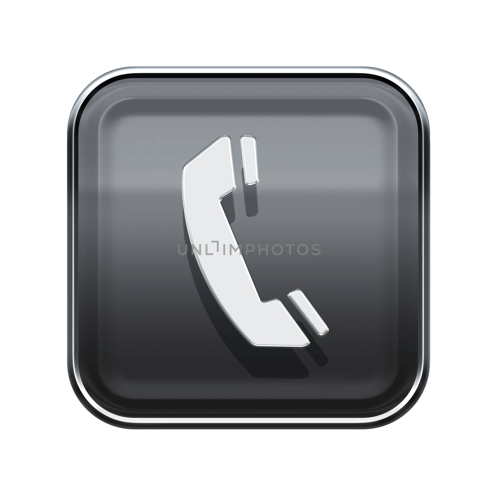Phone icon glossy grey, isolated on white background by zeffss