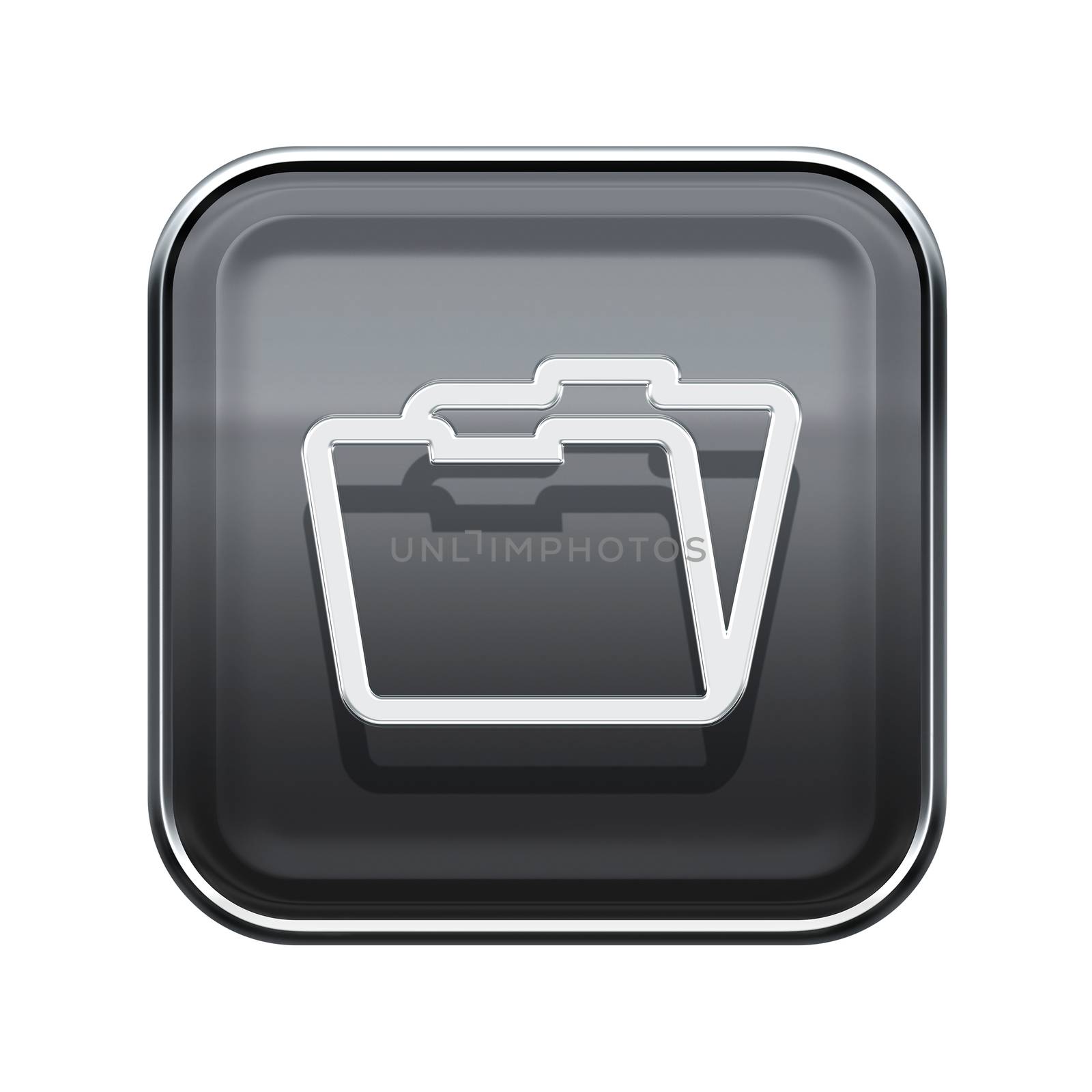 Folder icon glossy grey, isolated on white background by zeffss