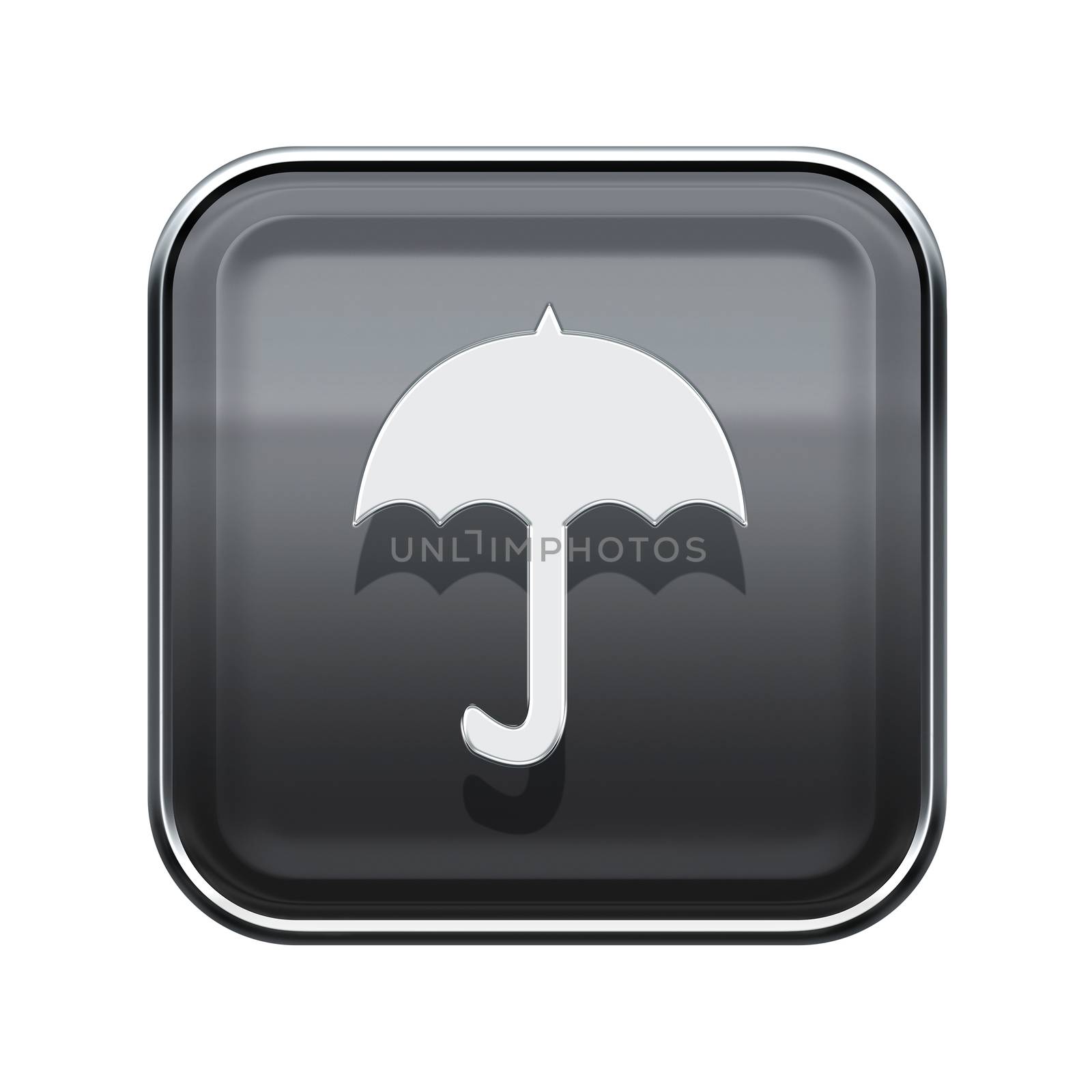 Umbrella icon glossy grey, isolated on white background by zeffss