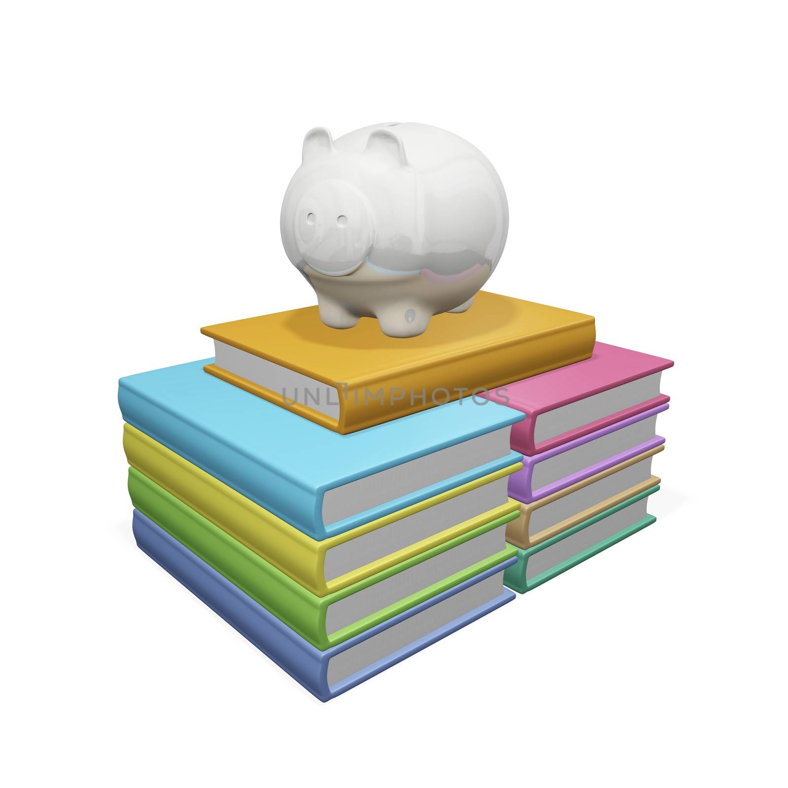 Piggy Bank on a Pile Stack of Books by RichieThakur