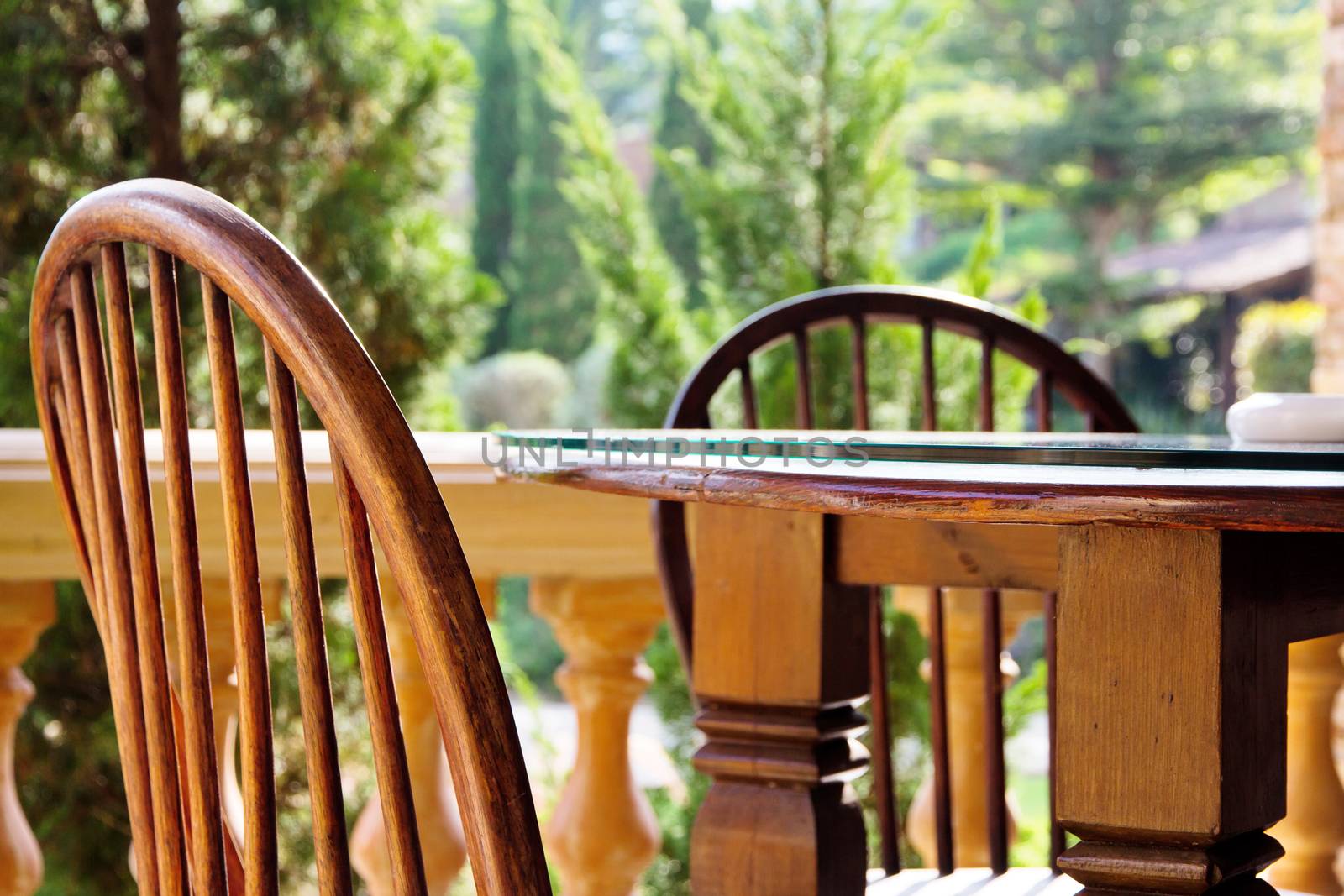 Old table and chair dining area