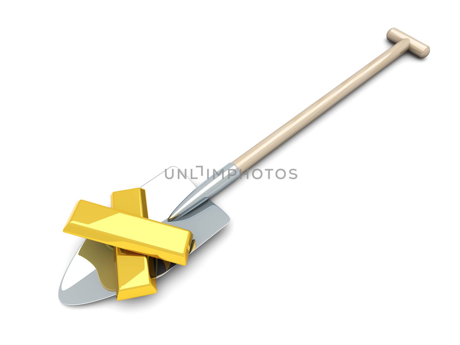 3D rendered Illustration. Isolated on white. Digging out the Gold.