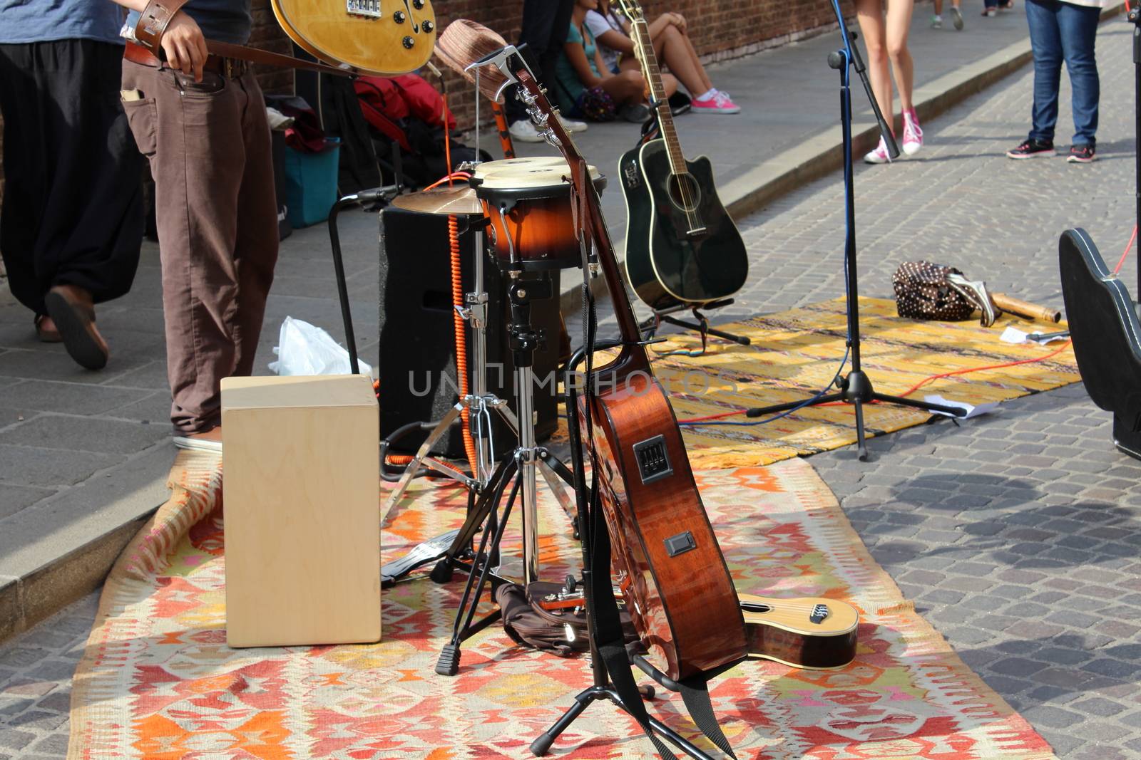 Artists perform in the street