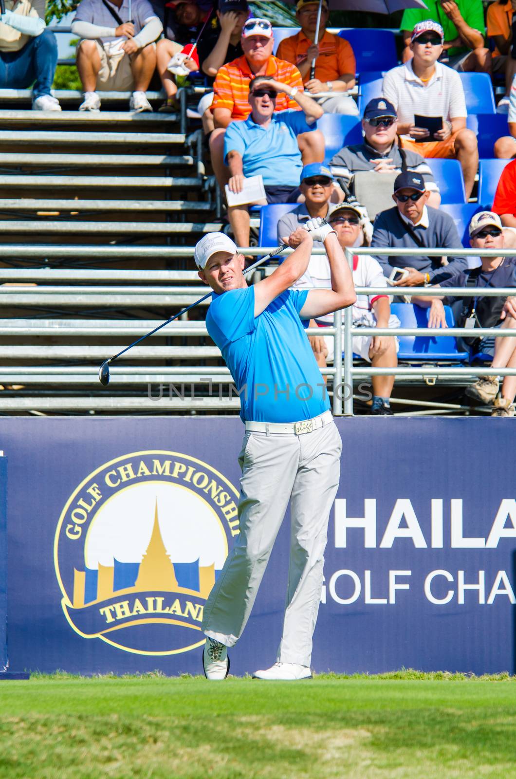 CHONBURI - DECEMBER 14 : Chris Gaunt of Australia player in Thailand Golf Championship 2014 (Professional golf tournament on the Asian Tour) at Amata Spring Country Club on December 14, 2014 in Chonburi, Thailand.