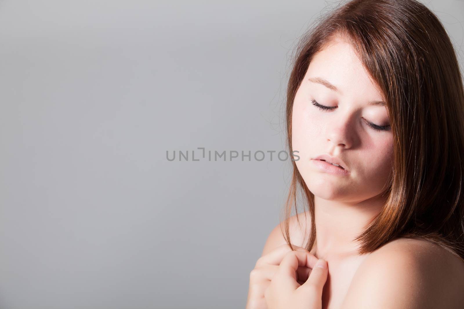 Pretty woman with closed eyes by DNFStyle