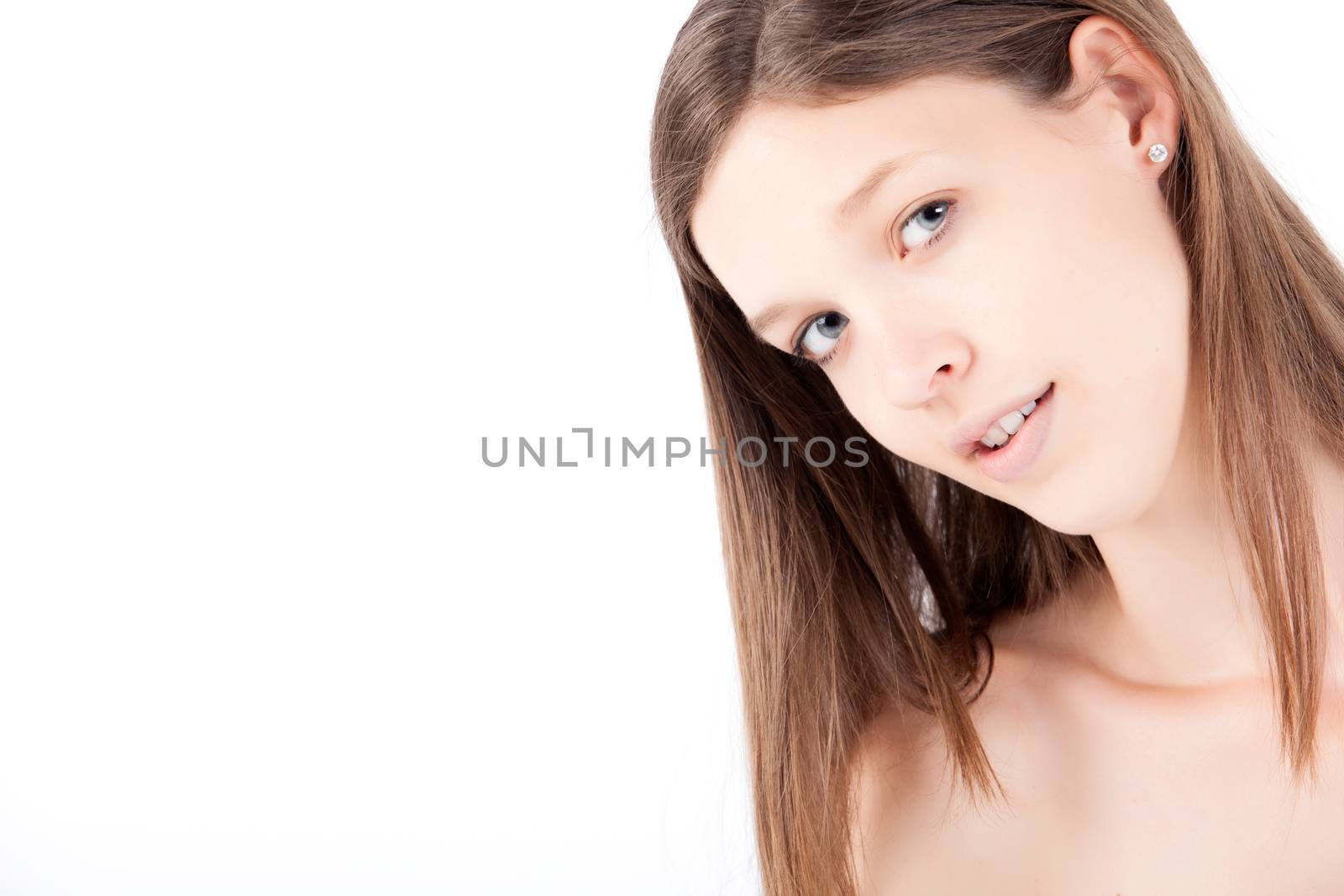 Young pretty woman photographed in the studio