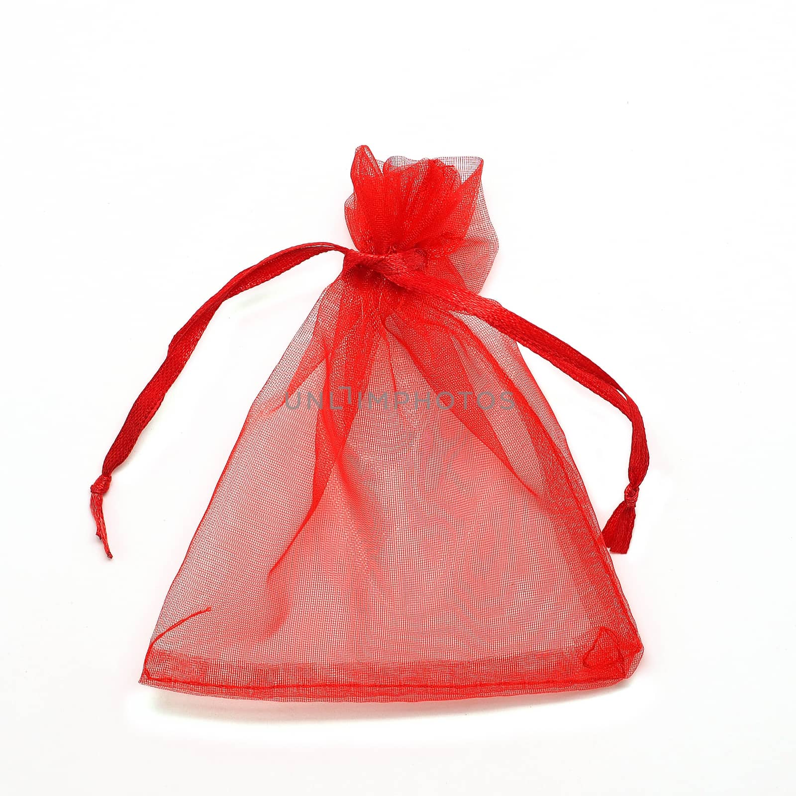 small fabric pouch isolated on white background 