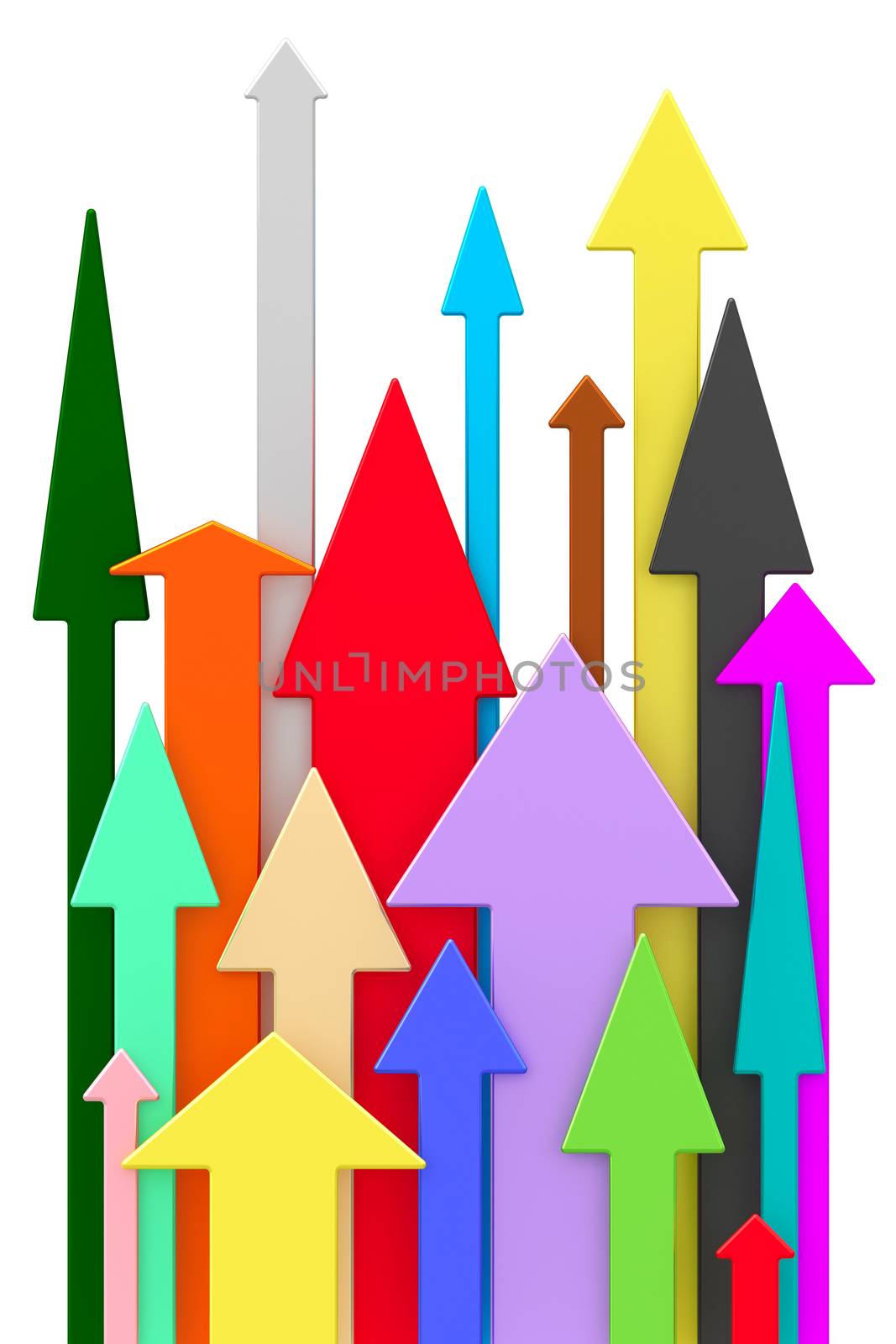 Different colorful arrows directed upwards on white background by oneo