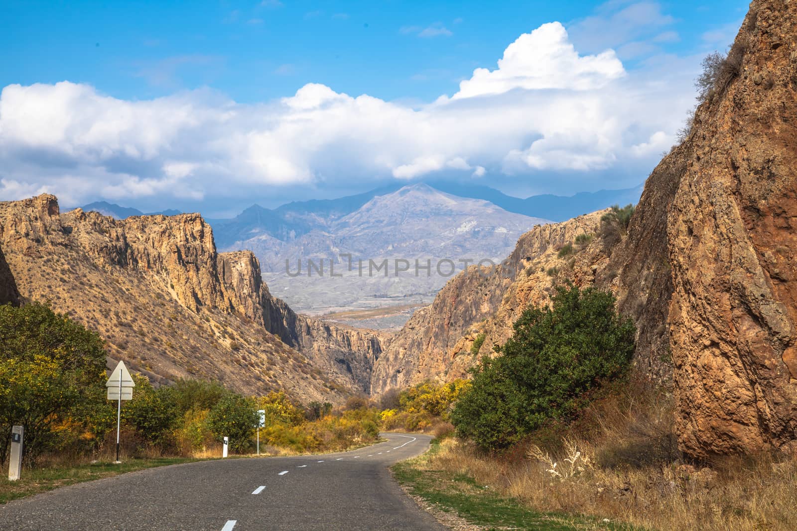 The view of road in Armenia in autumn