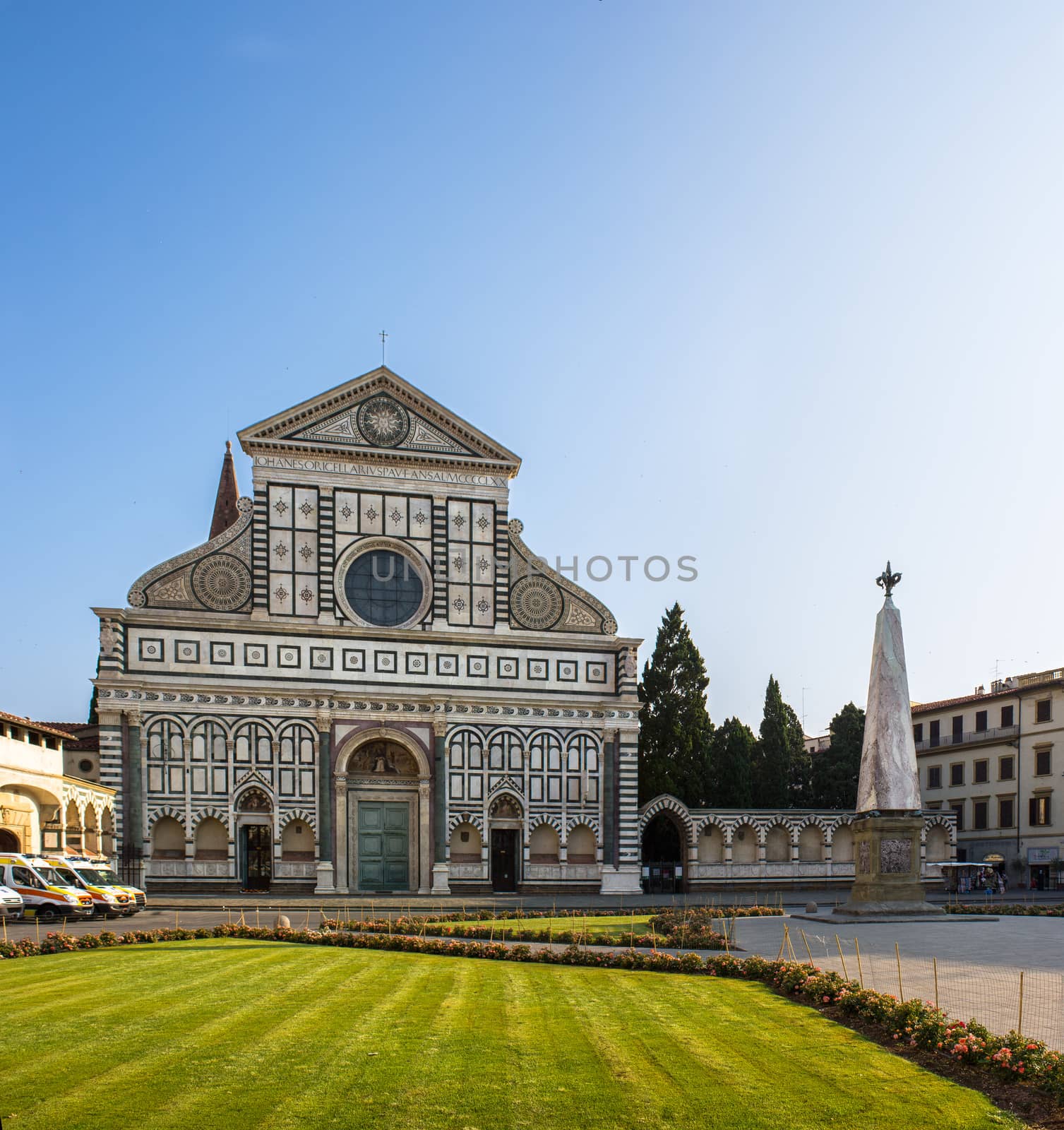 Santa Maria Novella, with the front symbol of Renaissance architecture