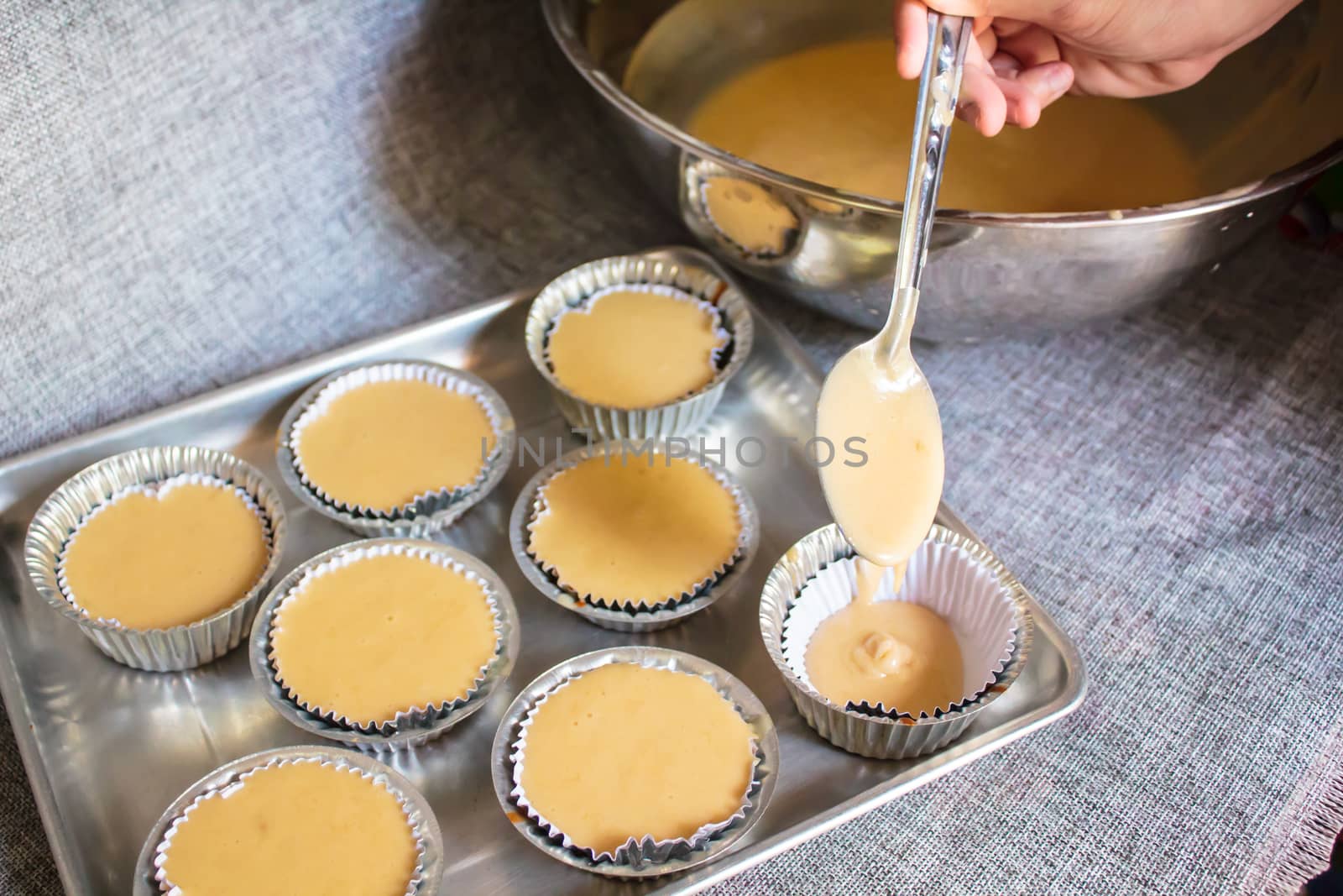 banana cup cake before the bake, thai dessert.