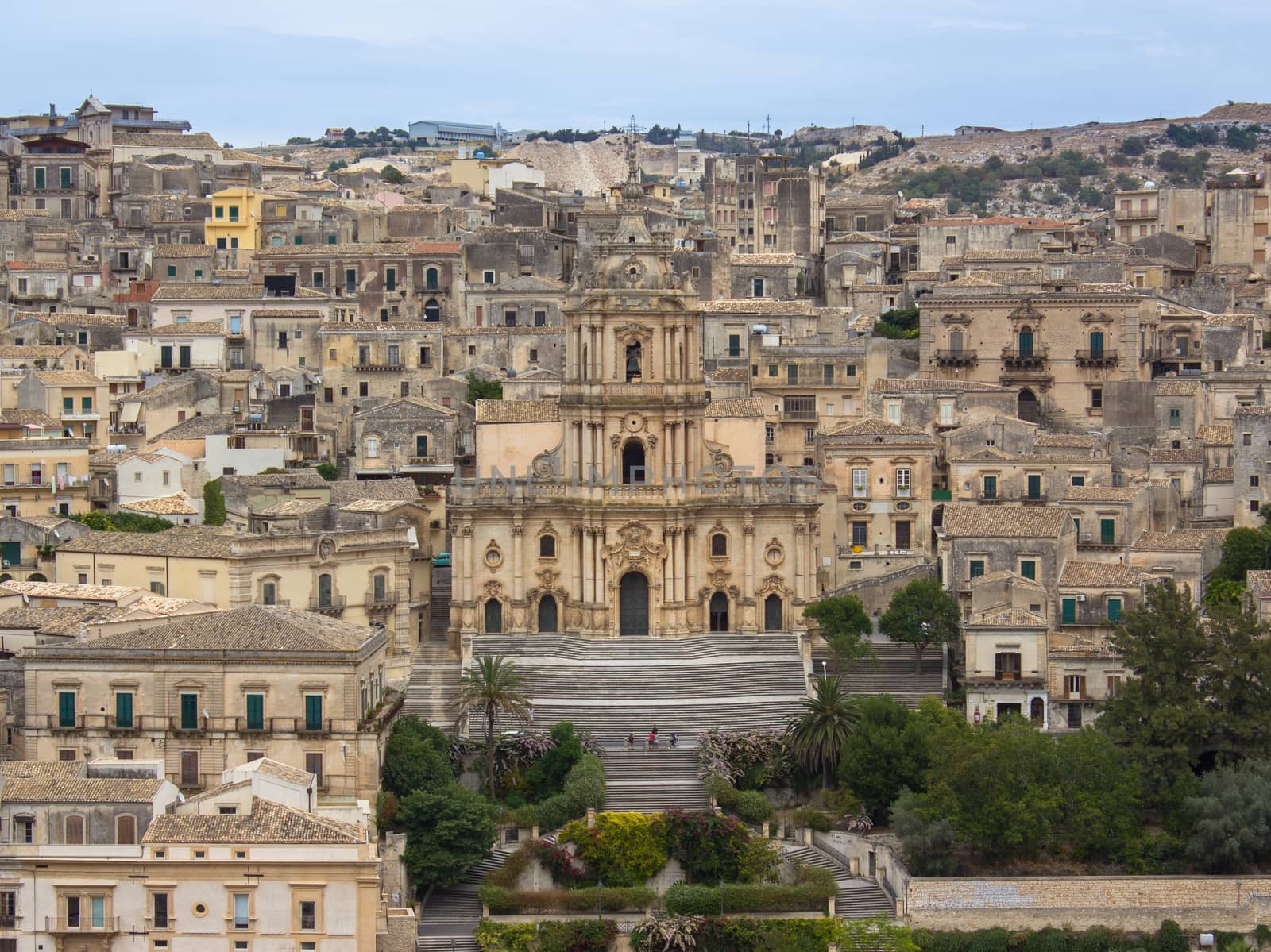 Overview of Modica in Sicily, famous for the strong presence of Baroque architecture