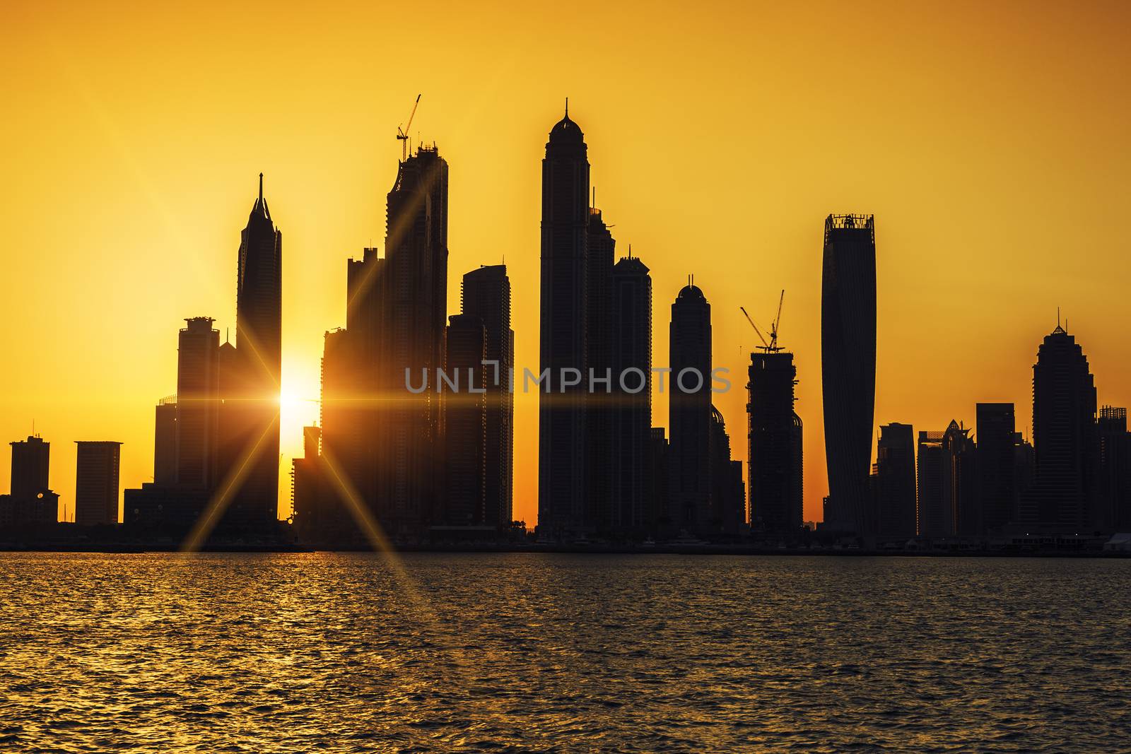 view of Dubai at sunrise by vwalakte