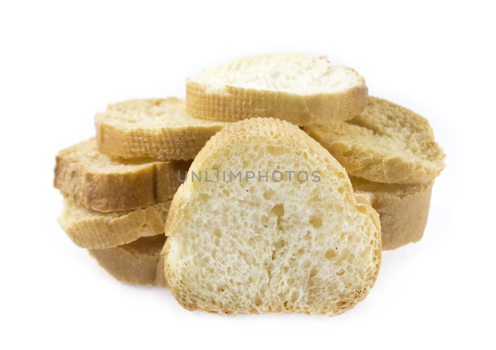 White bread slices. Isolated on white background.