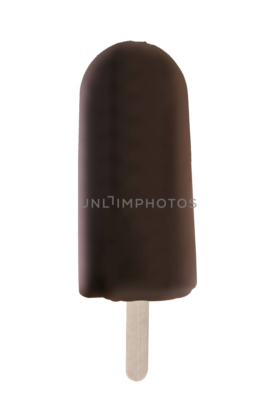 ice cream covered with chocolate isolated on white background