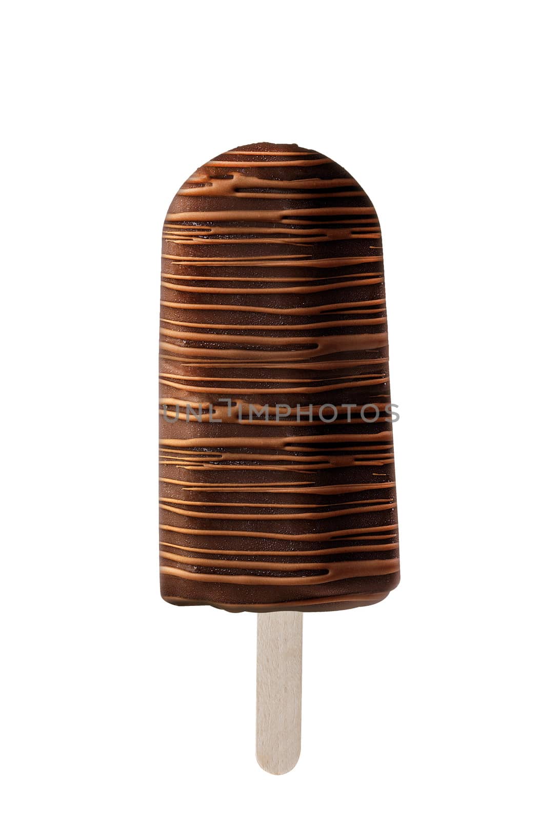 ice cream covered with chocolate isolated on white background