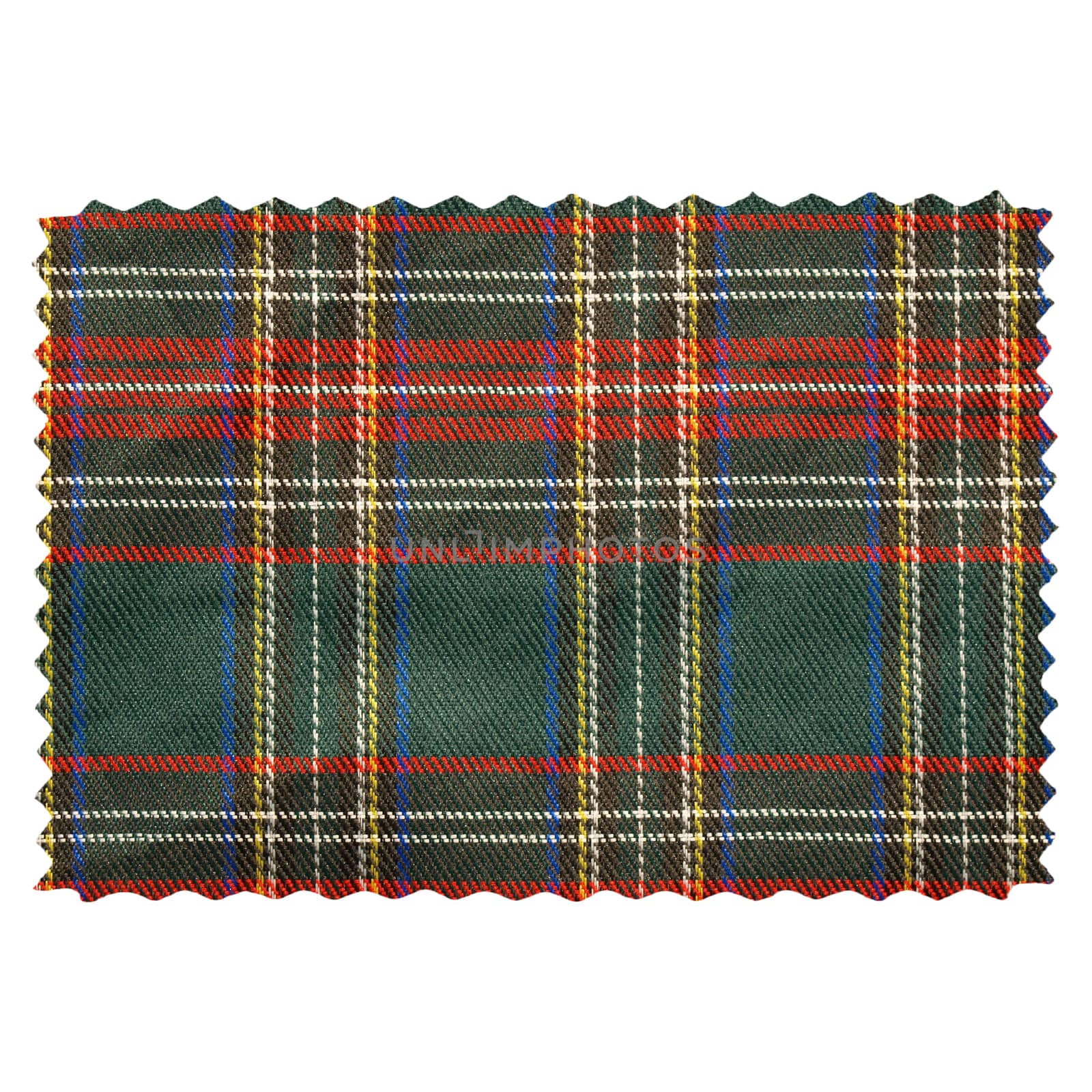 Tartan fabric swatch sample isolated over white background