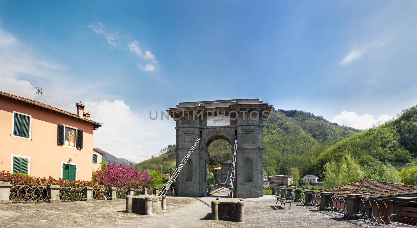 The bridge was designed by engineer Lorenzo Stands in 1840 is one of the first suspension bridges in Italy