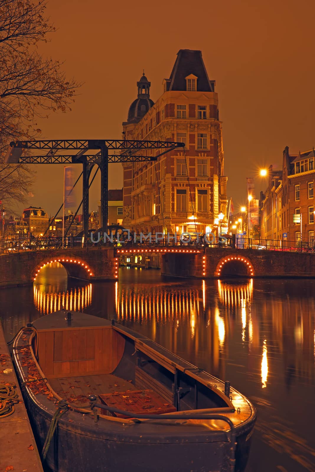 City scenic in Amsterdam Netherlands by night by devy