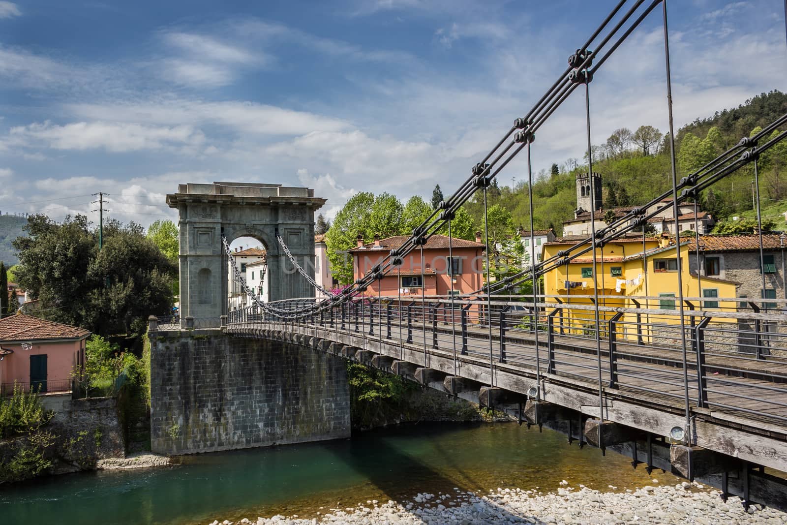 The bridge was designed by engineer Lorenzo Stands in 1840 is one of the first suspension bridges in Italy