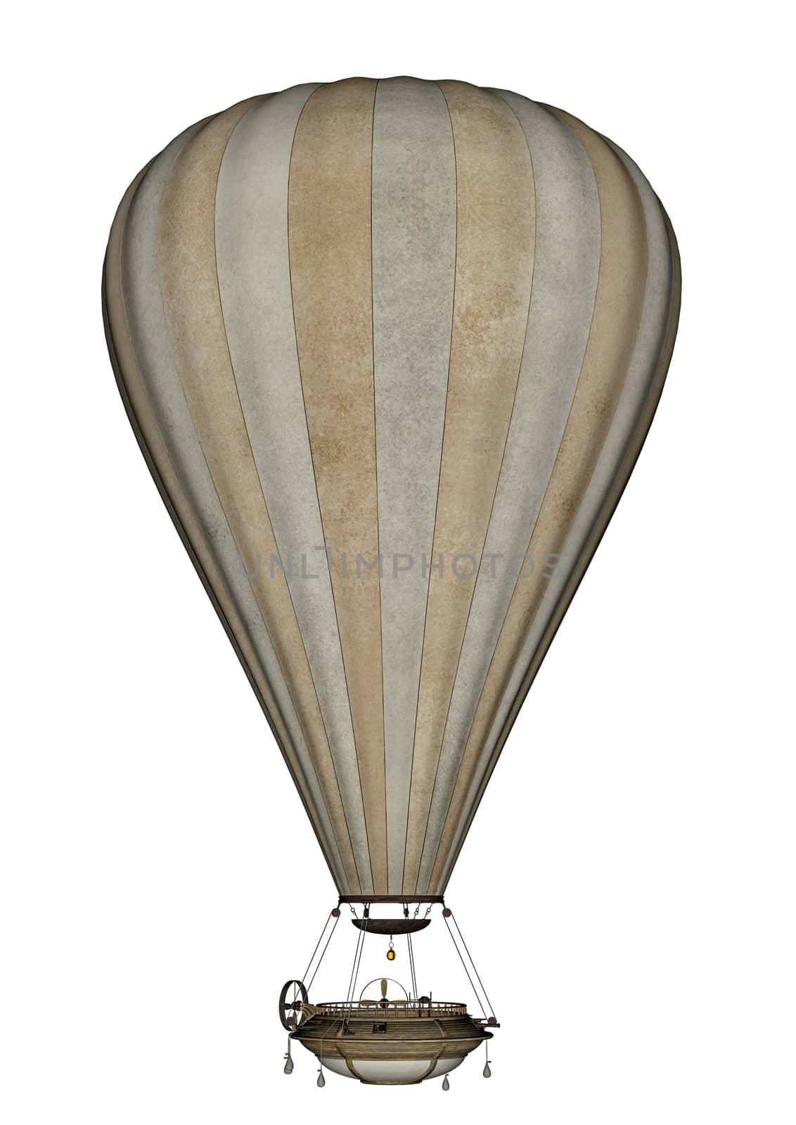 Vintage hot air balloon isolated in white background - 3D render