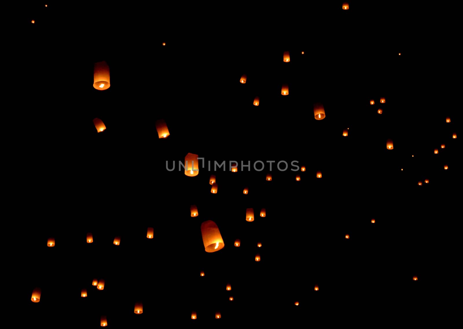 Floating lantern, Yi Peng Balloon Festival in Chiangmai Thailand 